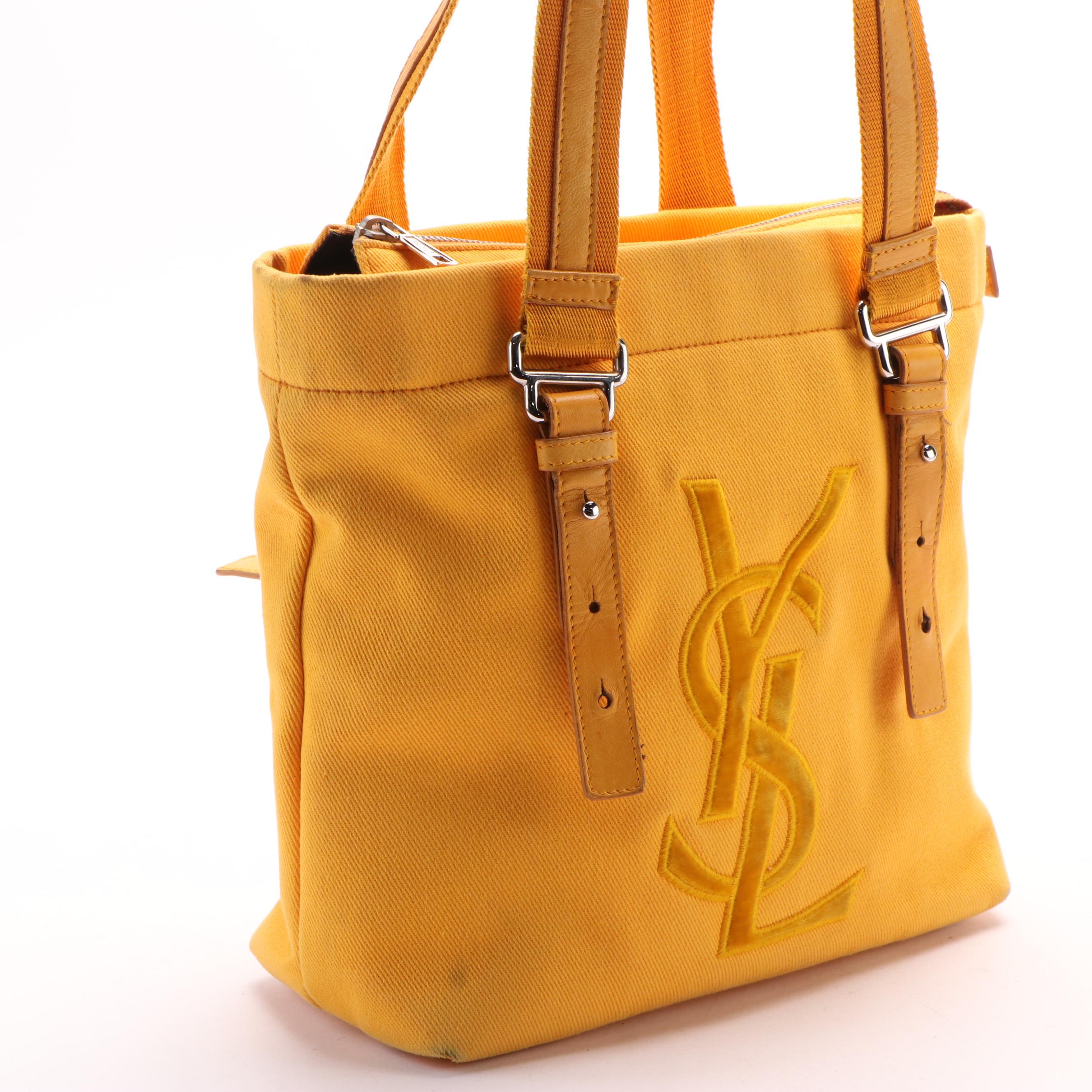 Yves Saint Laurent Kahala Tote in Orange Canvas