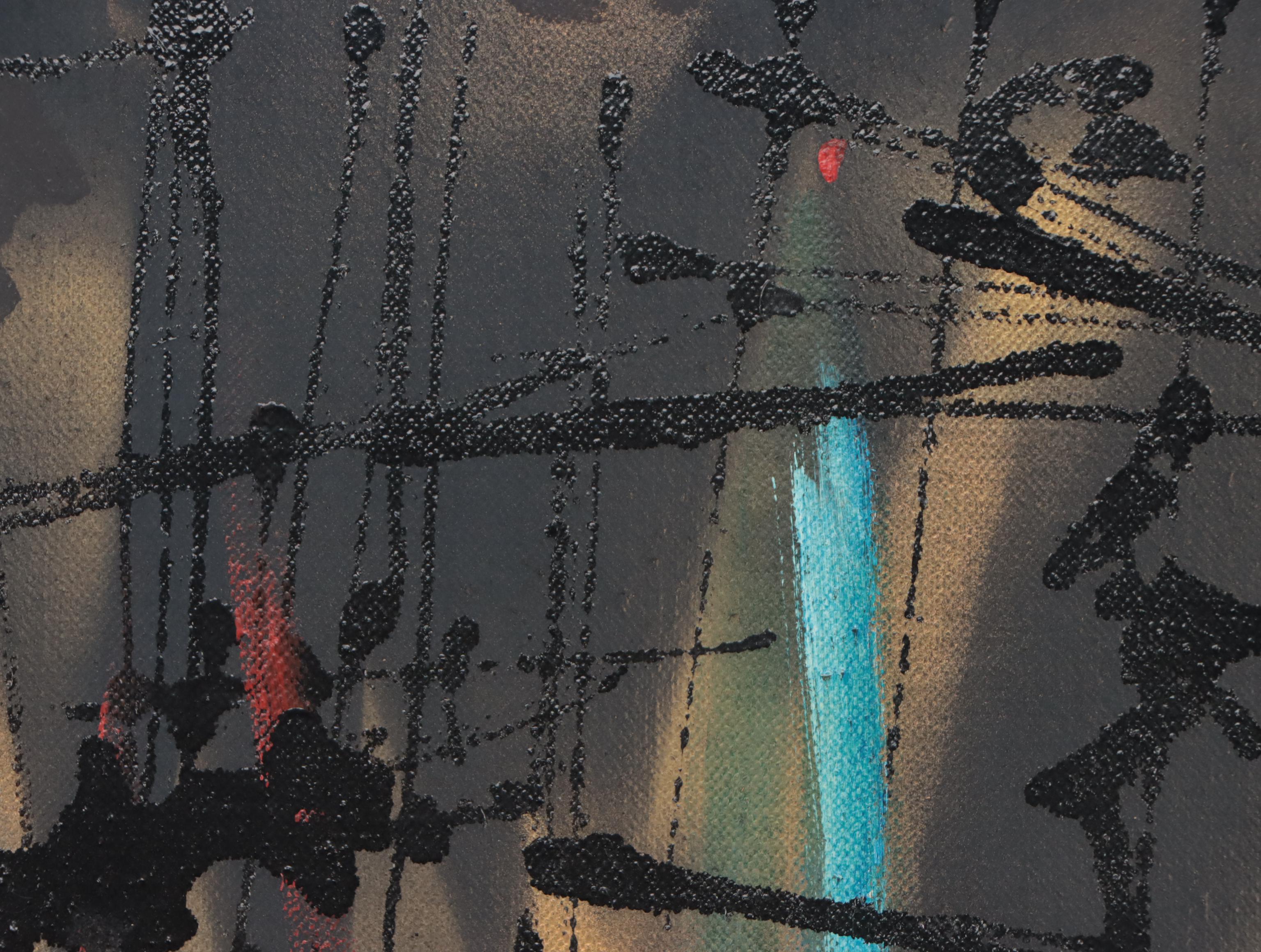 Ed Chapman Expressionist Style Staircase Oil Painting, 1970