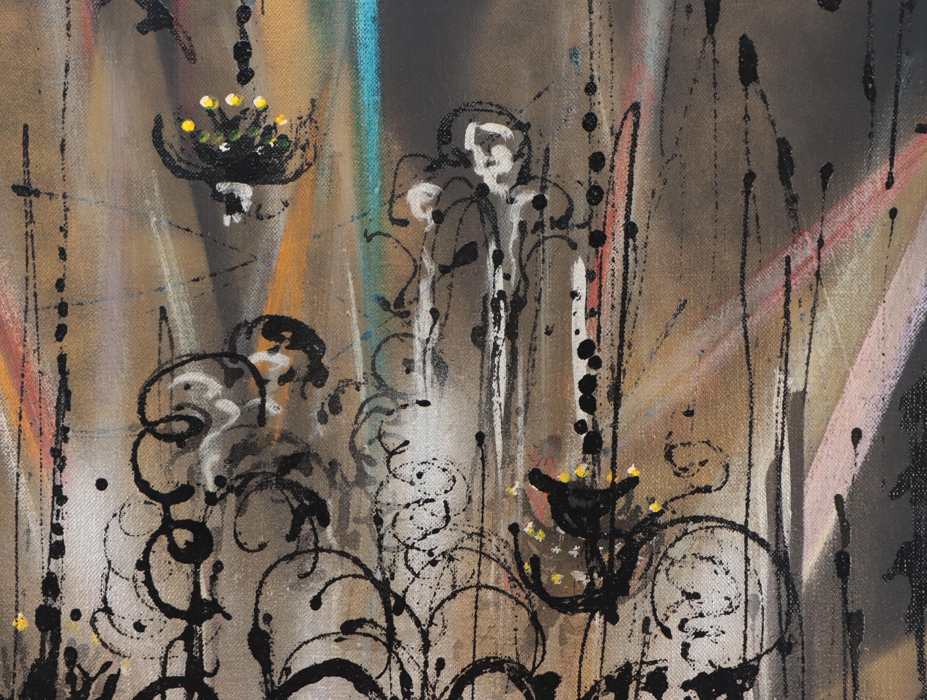 Ed Chapman Expressionist Style Staircase Oil Painting, 1970