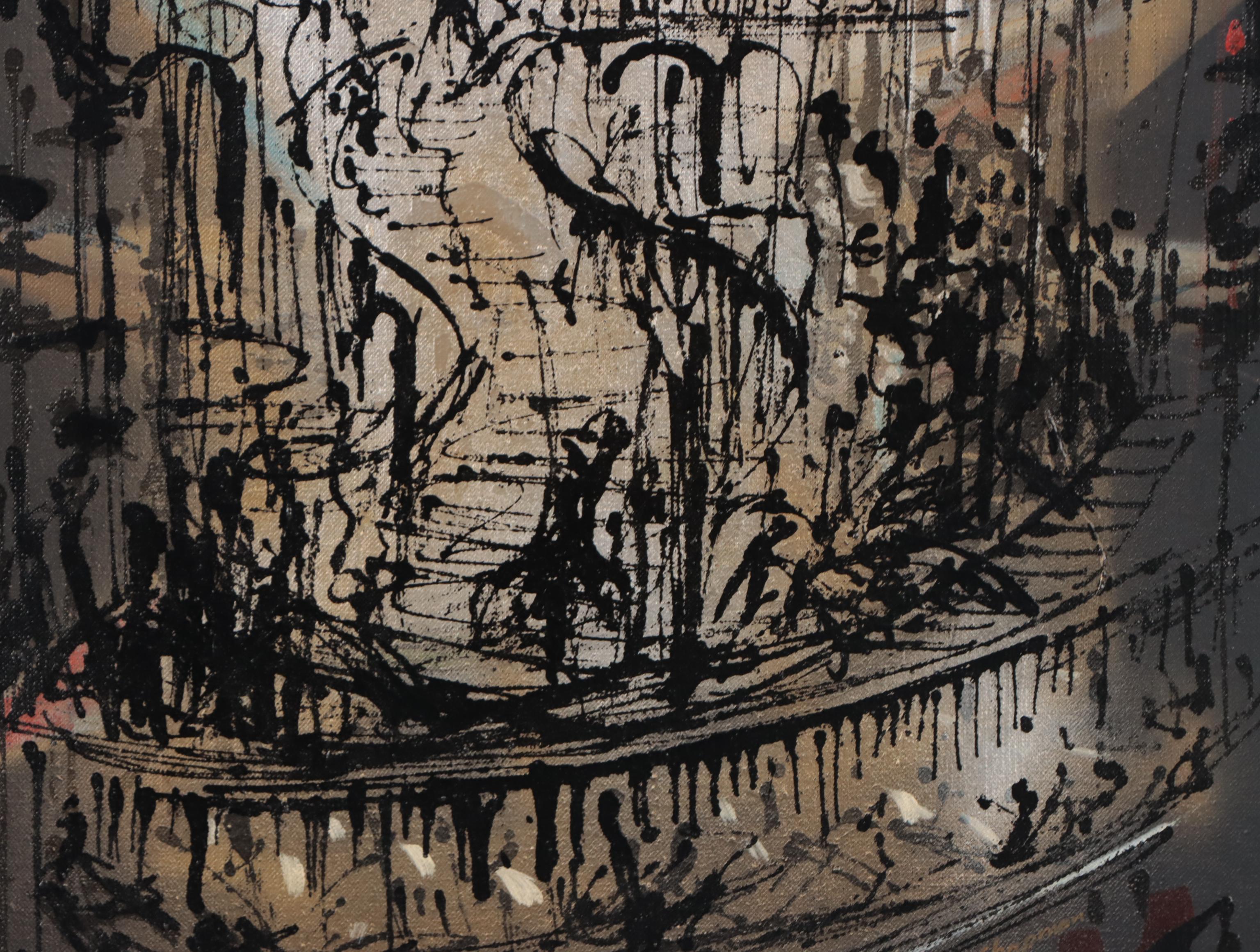 Ed Chapman Expressionist Style Staircase Oil Painting, 1970