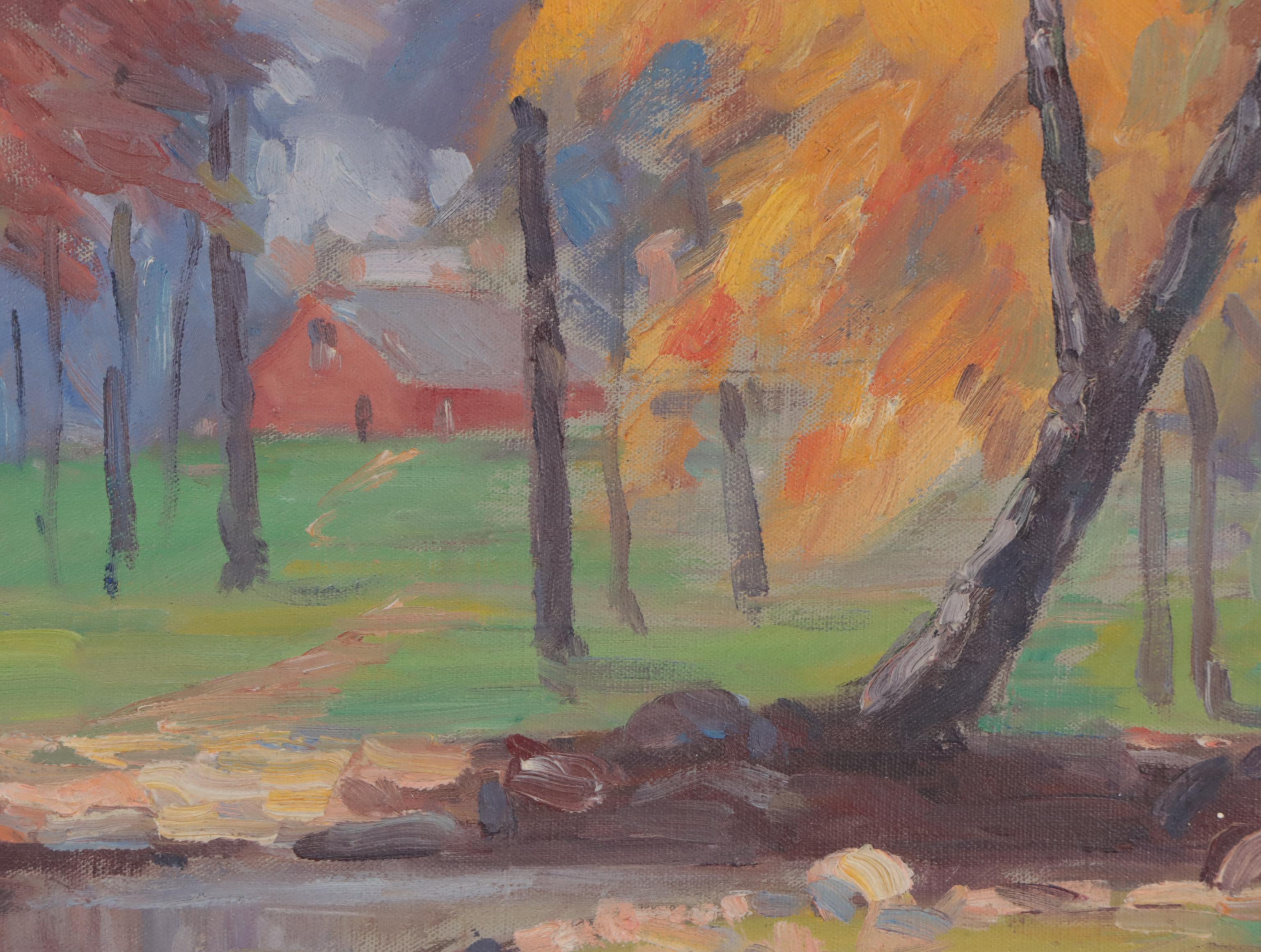 Homer Gordon Davisson Autumn Pond Landscape Oil Painting