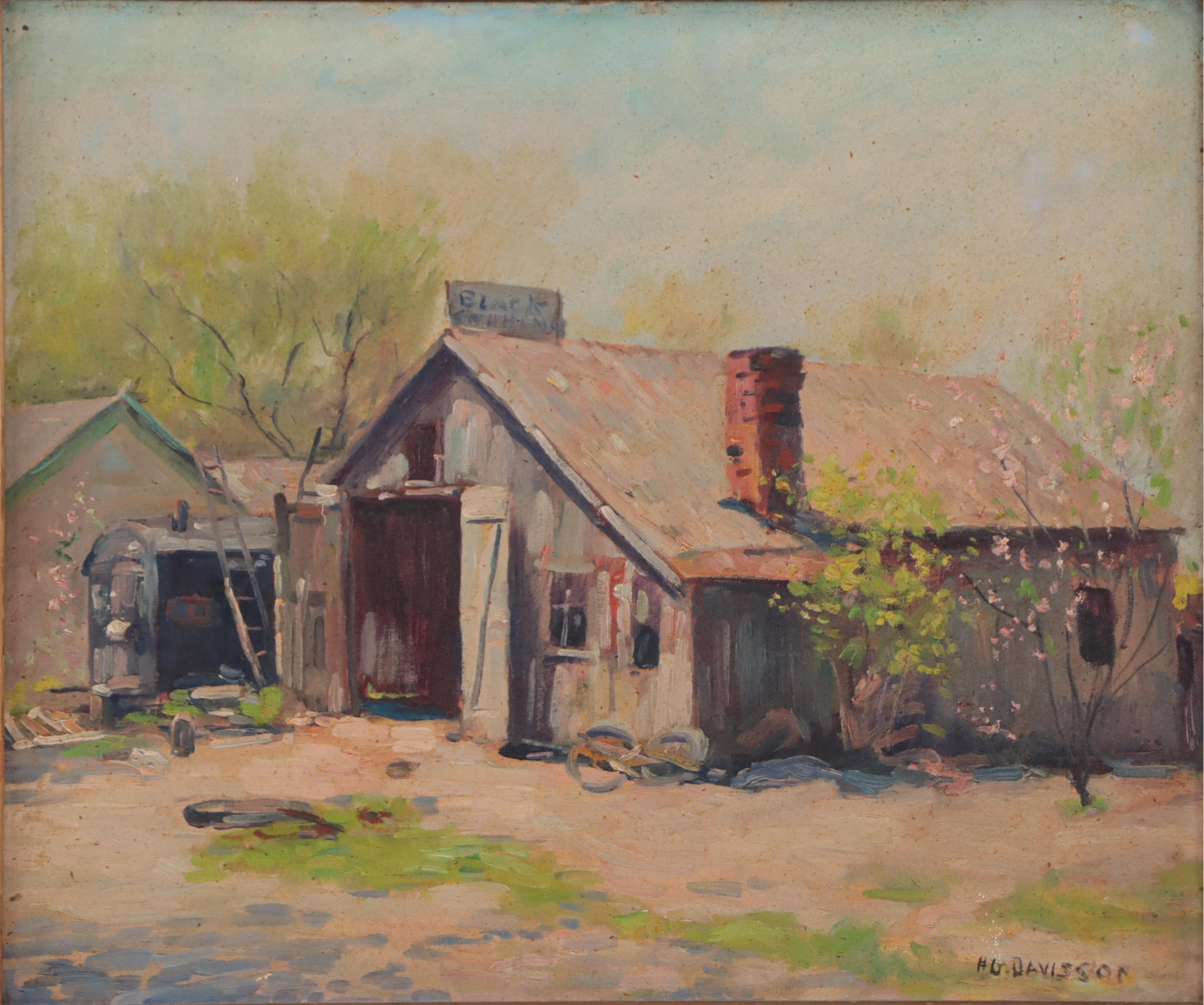 Homer Gordon Davisson Landscape Oil Painting "The Smithy"