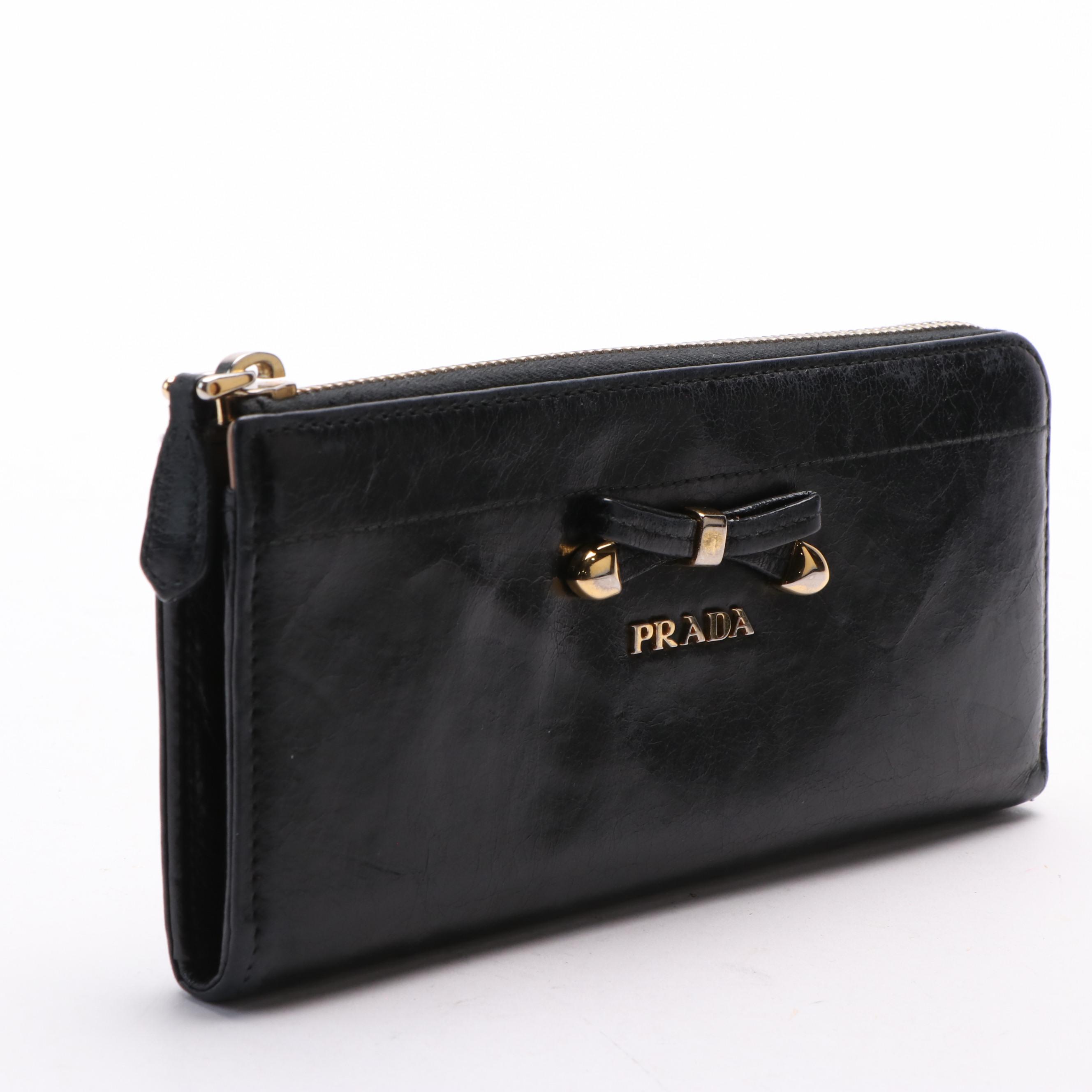 Prada Bow Leather Long Wallet