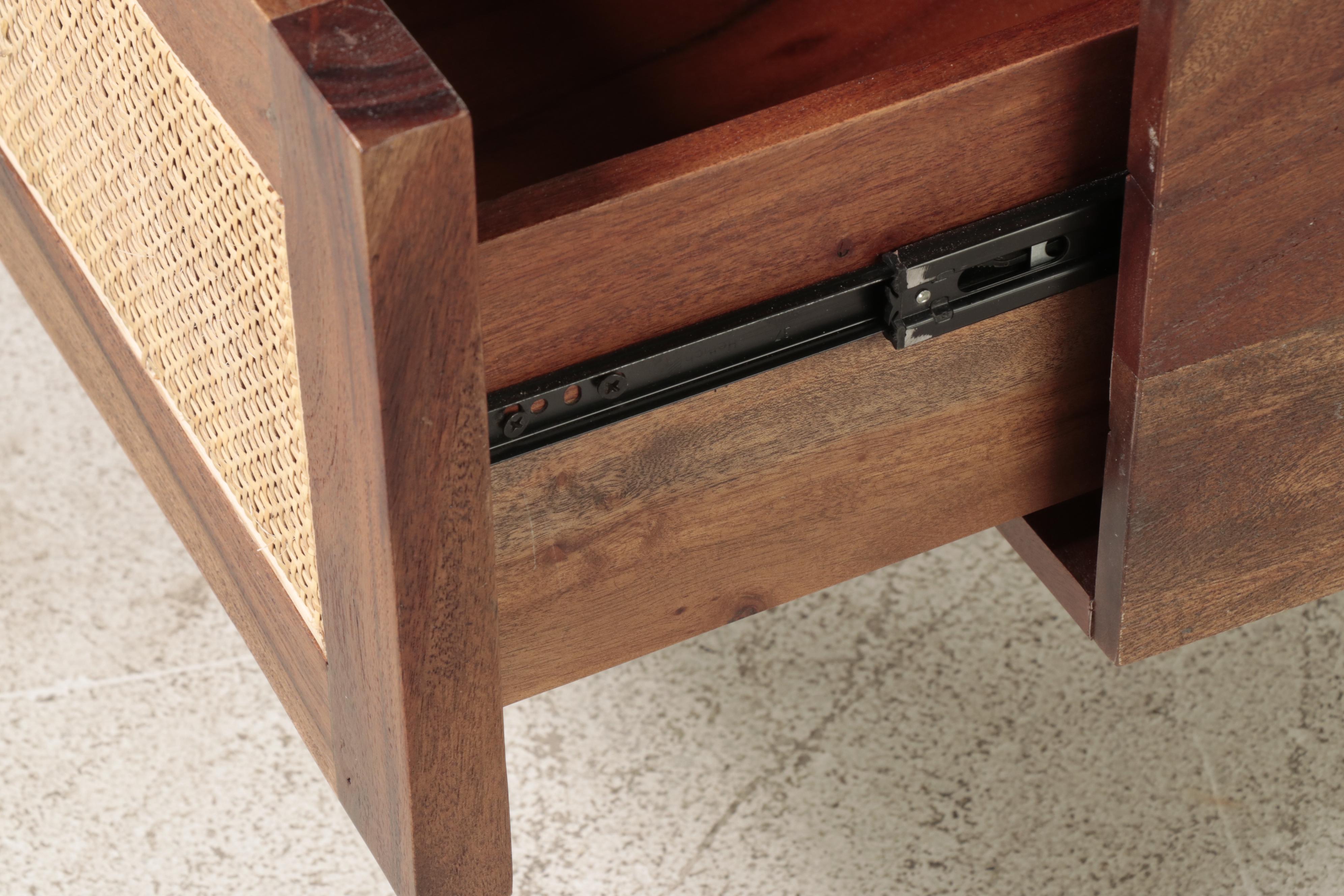 Four Hands Modern Hardwood and Cane-Paneled Coffee Table