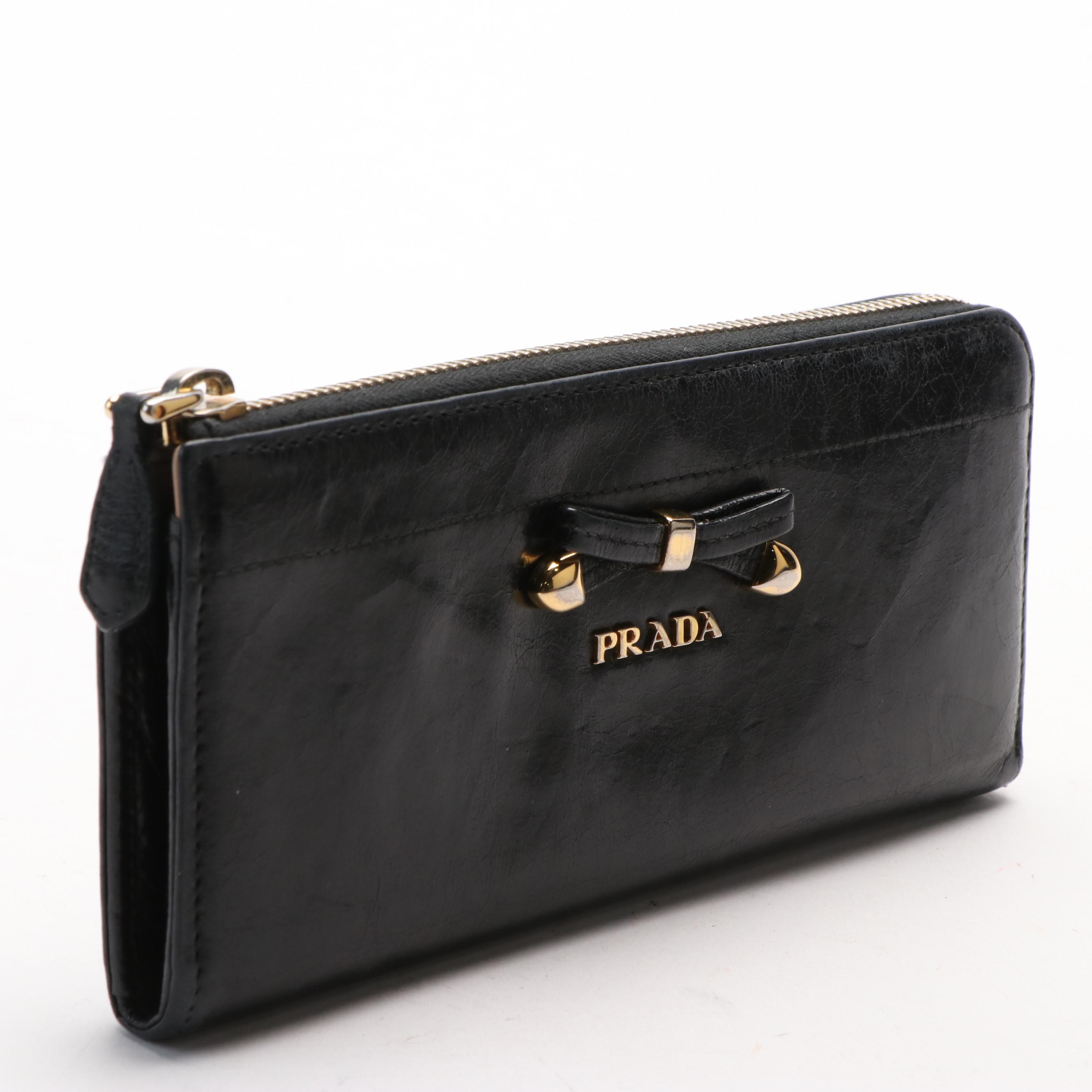 Prada Bow Leather Long Wallet