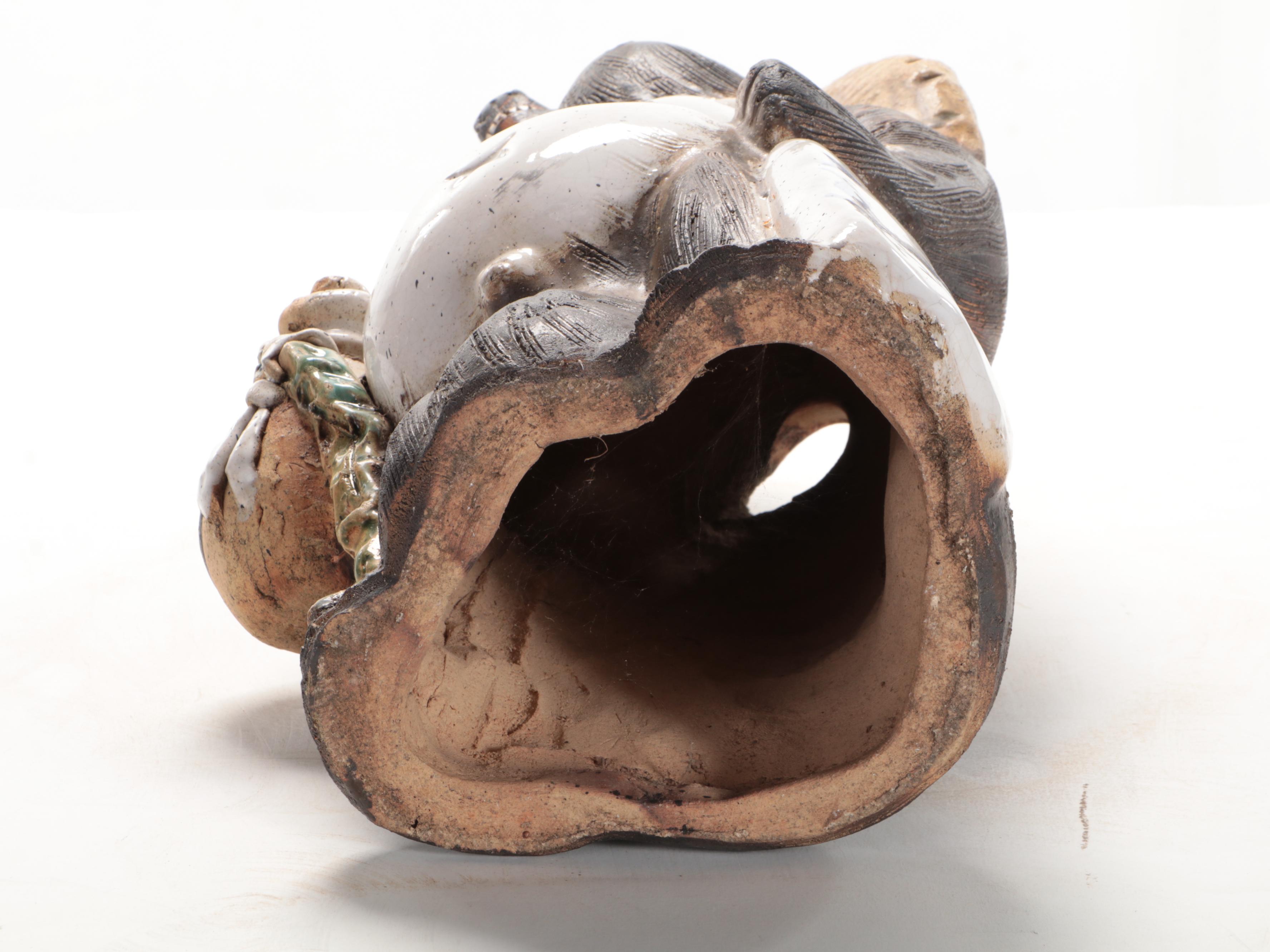 Japanese Tanuki Earthenware Figurine