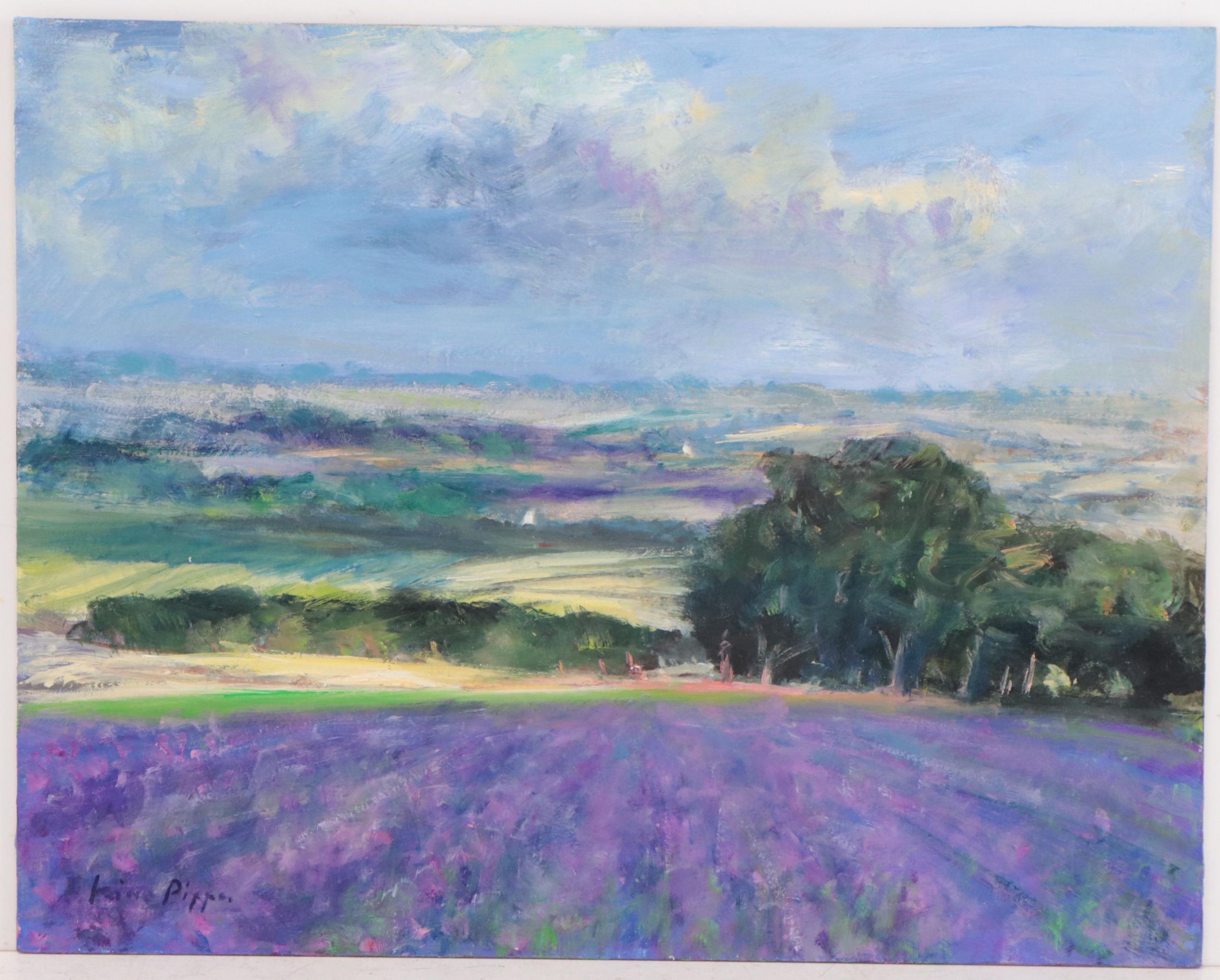 Nino Pippa Oil Painting "Provence - Lavender Field on the Rhone Valley," 2017