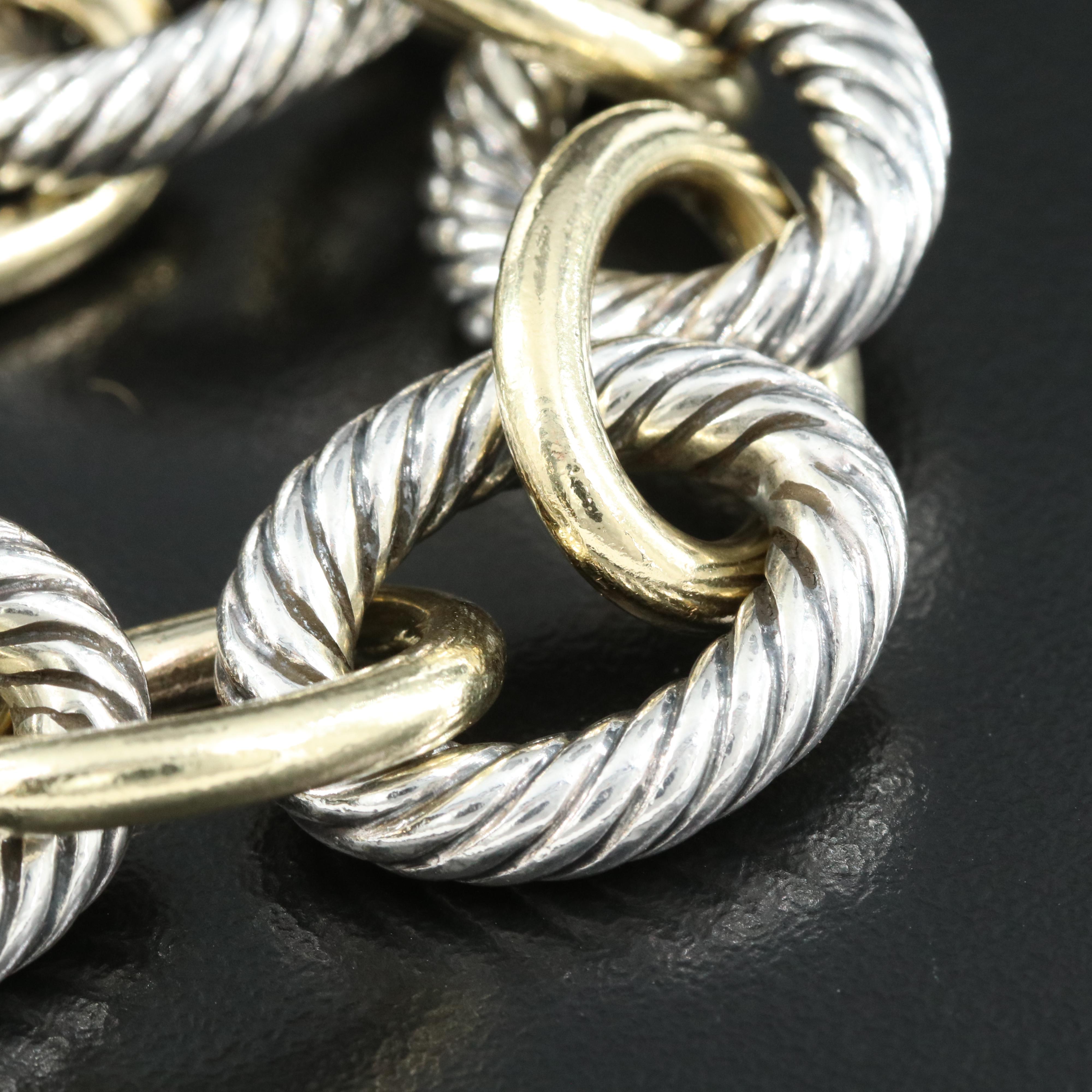 David Yurman Sterling Extra Large Cable Bracelet with 18K Bonded Accents