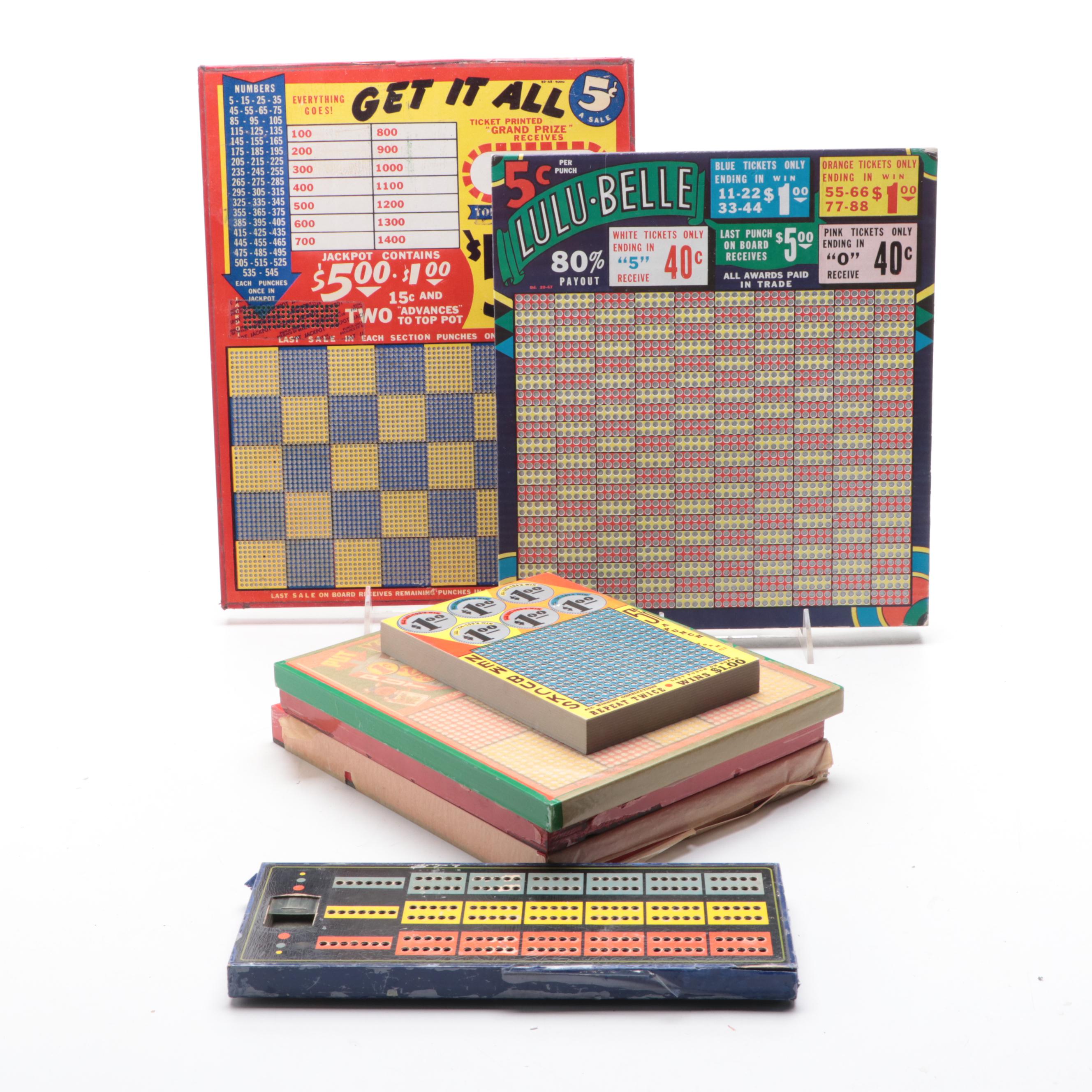 Cigarette and Other Gambling Punch Boards, Mid-20th Century