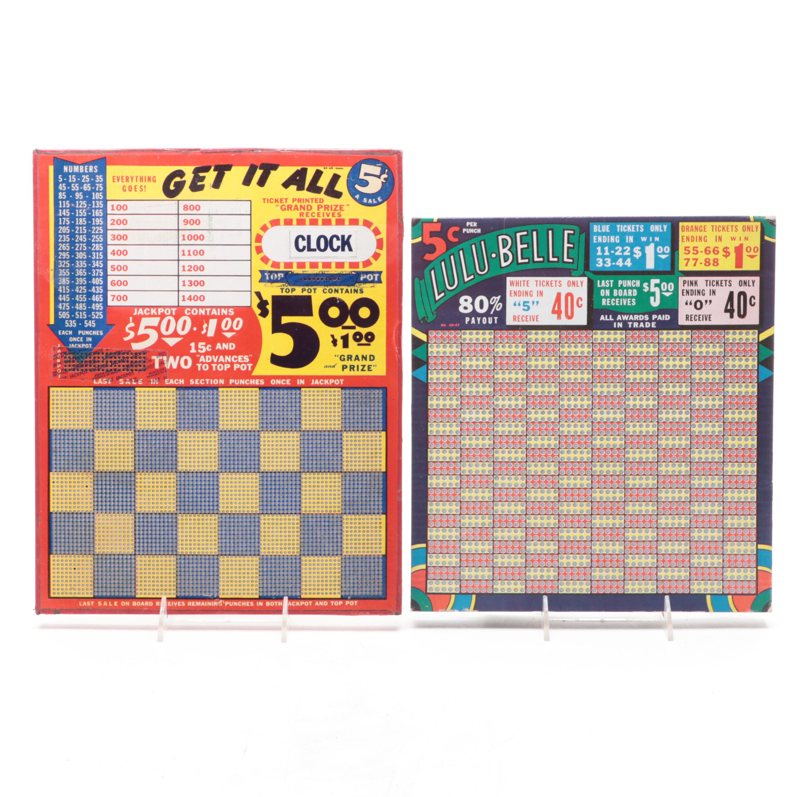 Cigarette and Other Gambling Punch Boards, Mid-20th Century