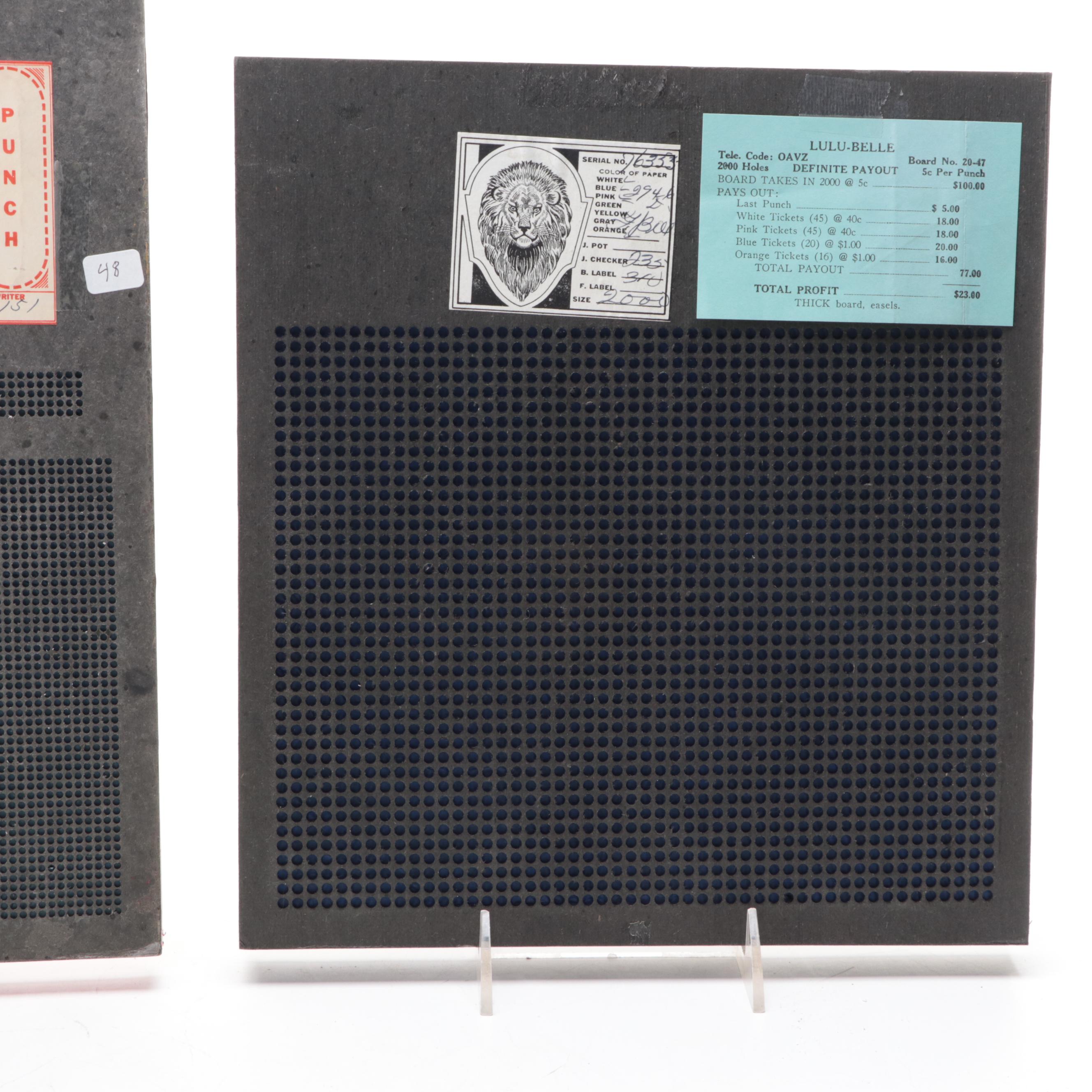 Cigarette and Other Gambling Punch Boards, Mid-20th Century