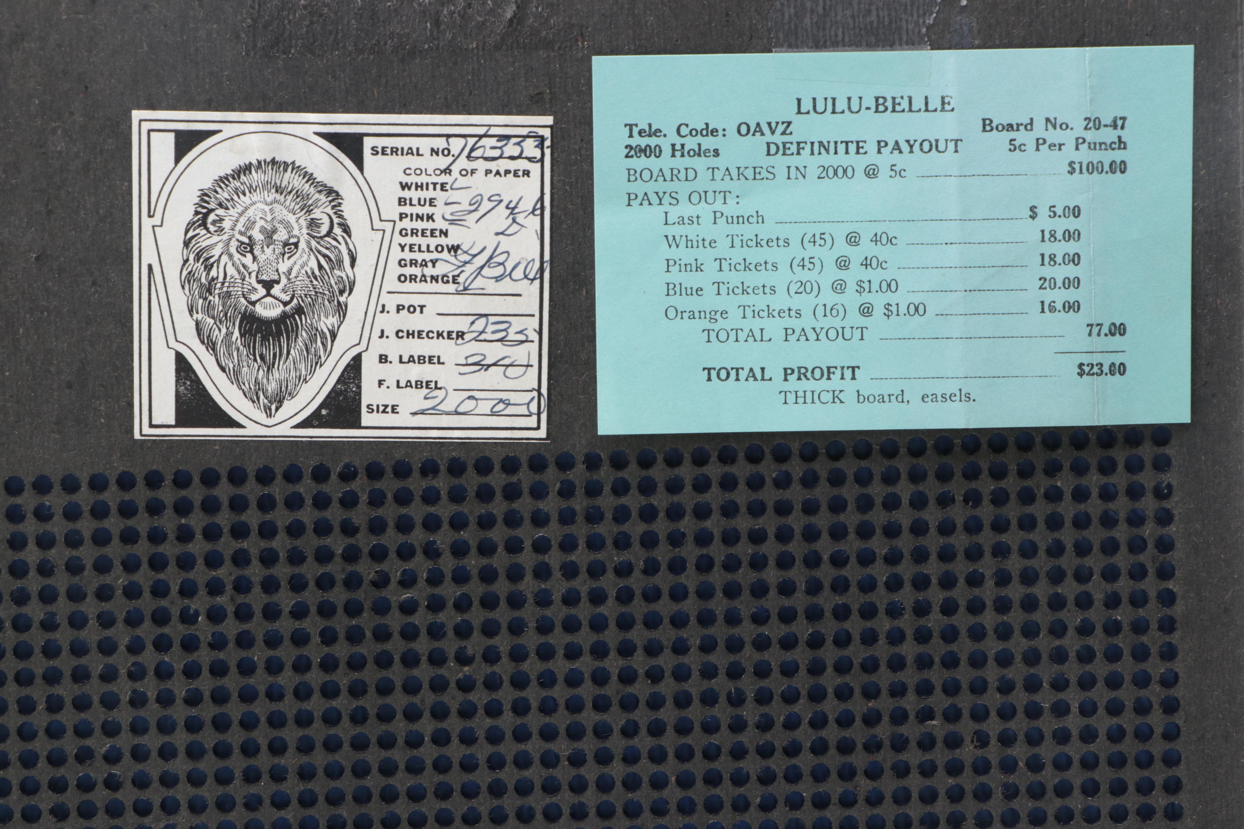 Cigarette and Other Gambling Punch Boards, Mid-20th Century