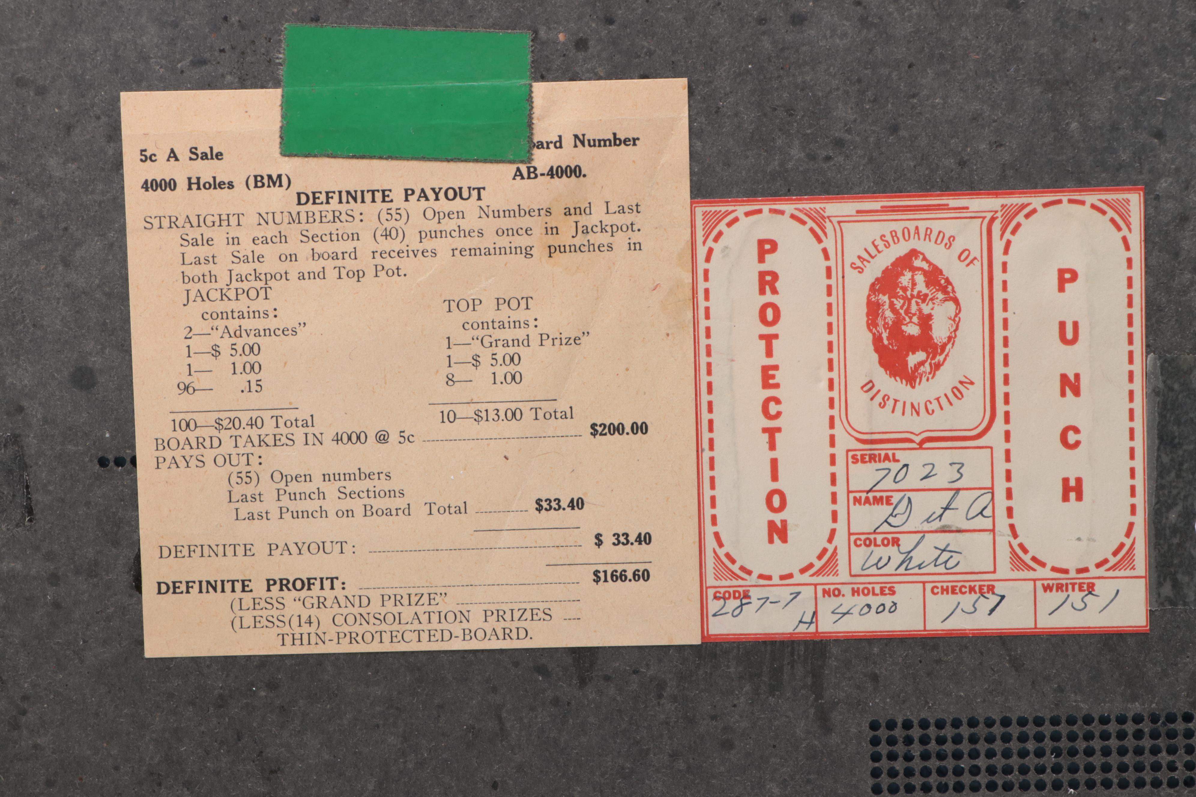 Cigarette and Other Gambling Punch Boards, Mid-20th Century