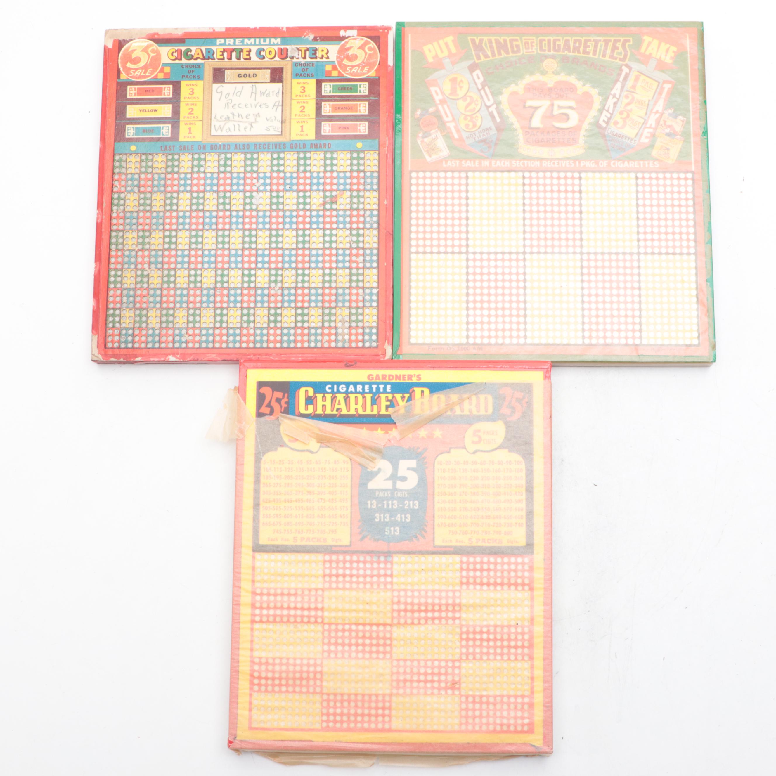 Cigarette and Other Gambling Punch Boards, Mid-20th Century