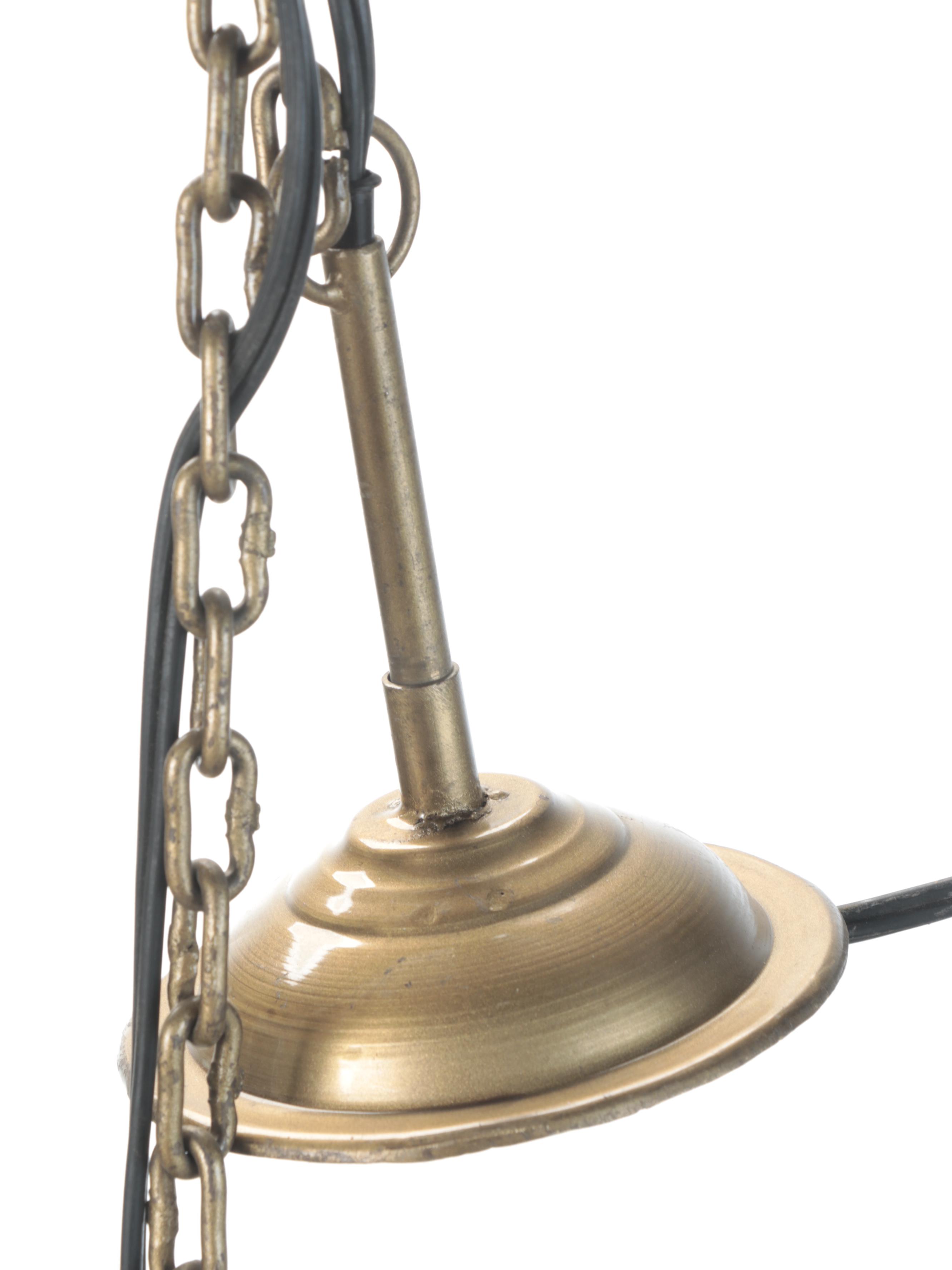 Contemporary Brass Metal Strap Orb Cage Pendant Lights