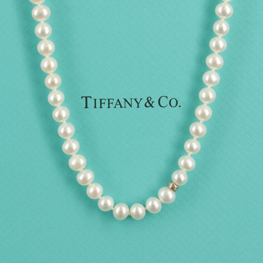 Tiffany & Co. "Ziegfeld" Pearl Wrap Necklace with Sterling Spacer Bead