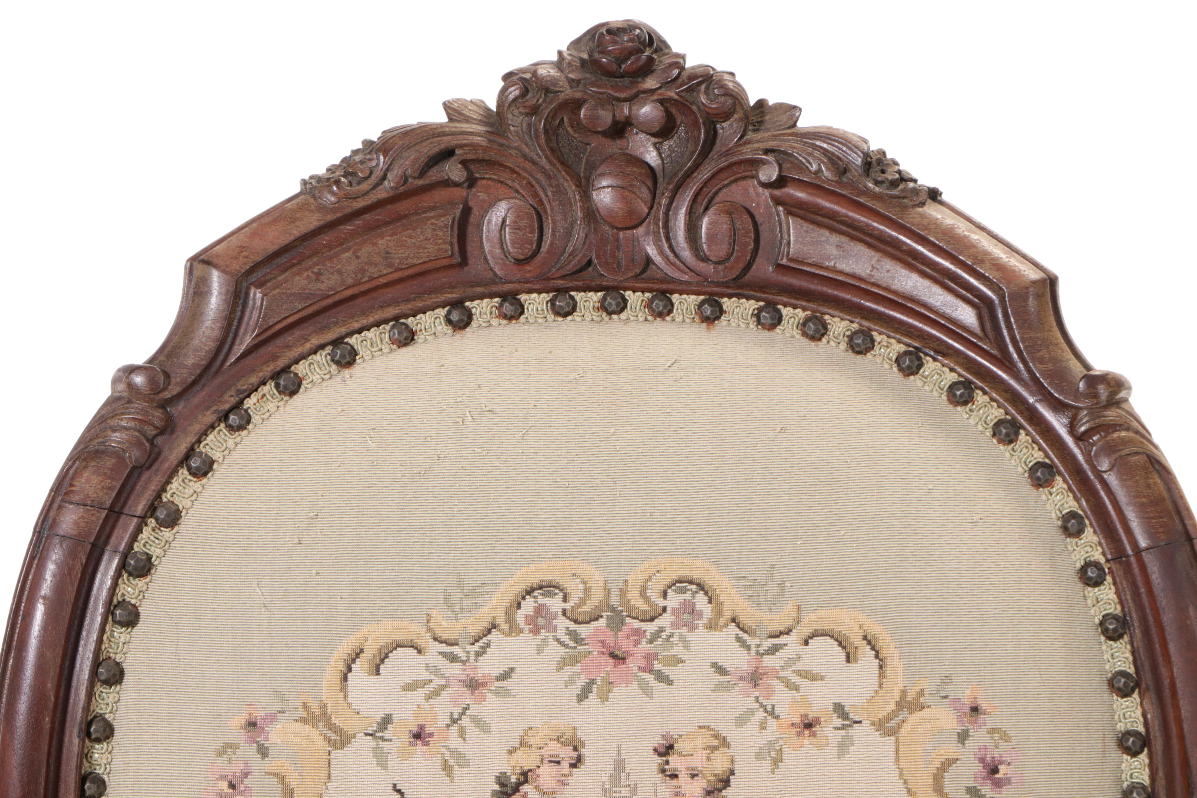 American Rococo Revival Carved Walnut and Custom-Upholstered Parlor Armchair