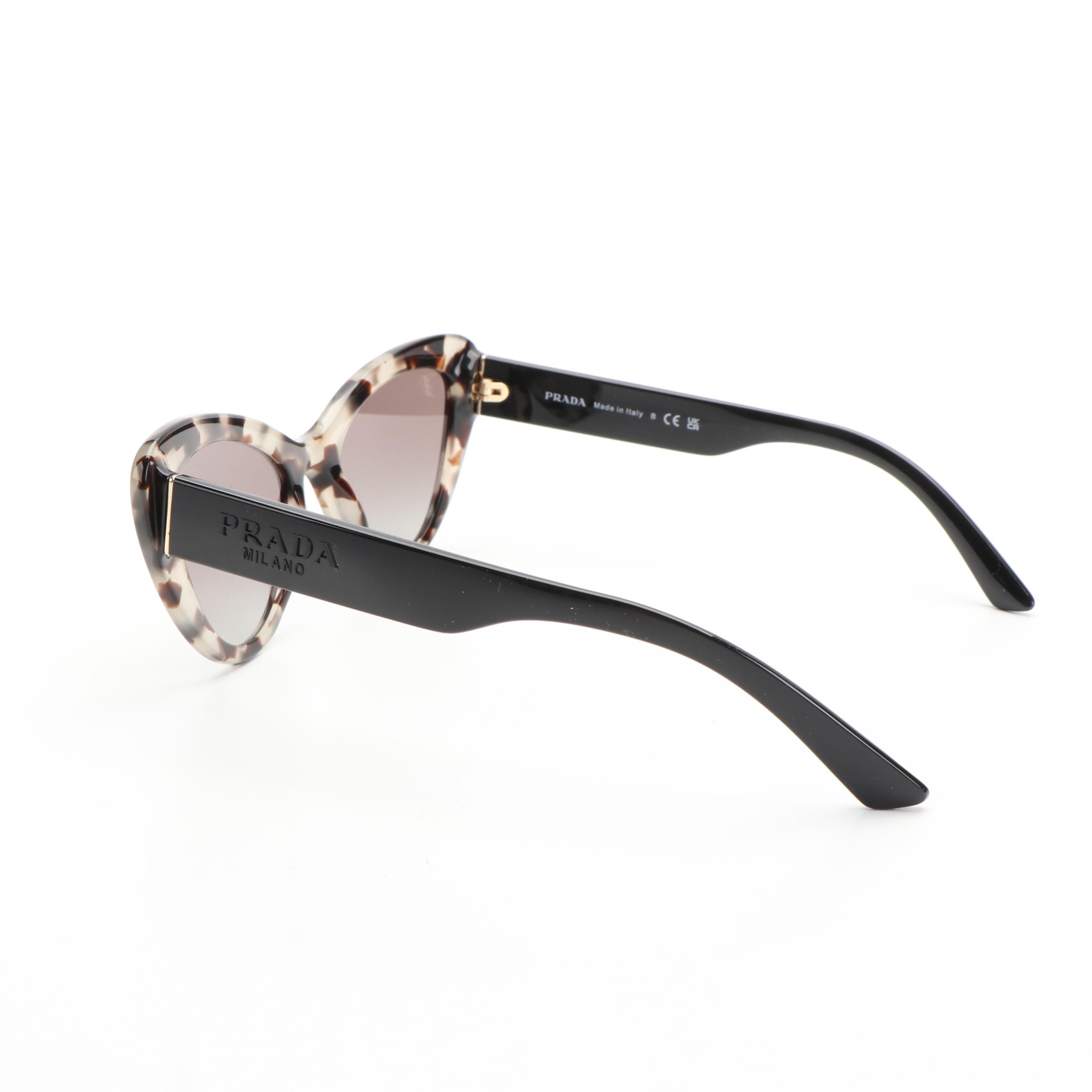 Prada PR13YS Cat-Eye Talc Havana Grey Gradient Sunglasses With Case