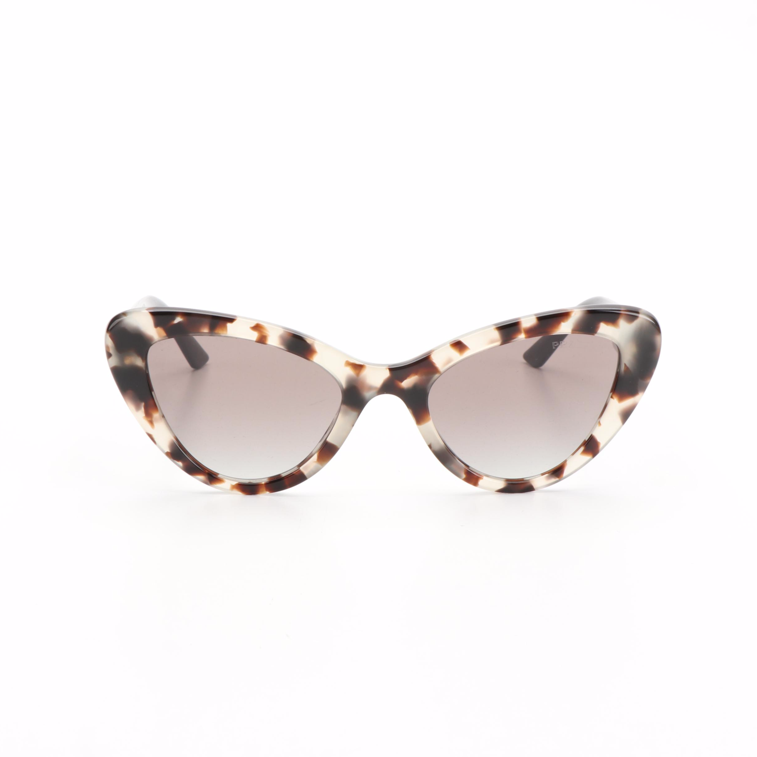 Prada PR13YS Cat-Eye Talc Havana Grey Gradient Sunglasses With Case