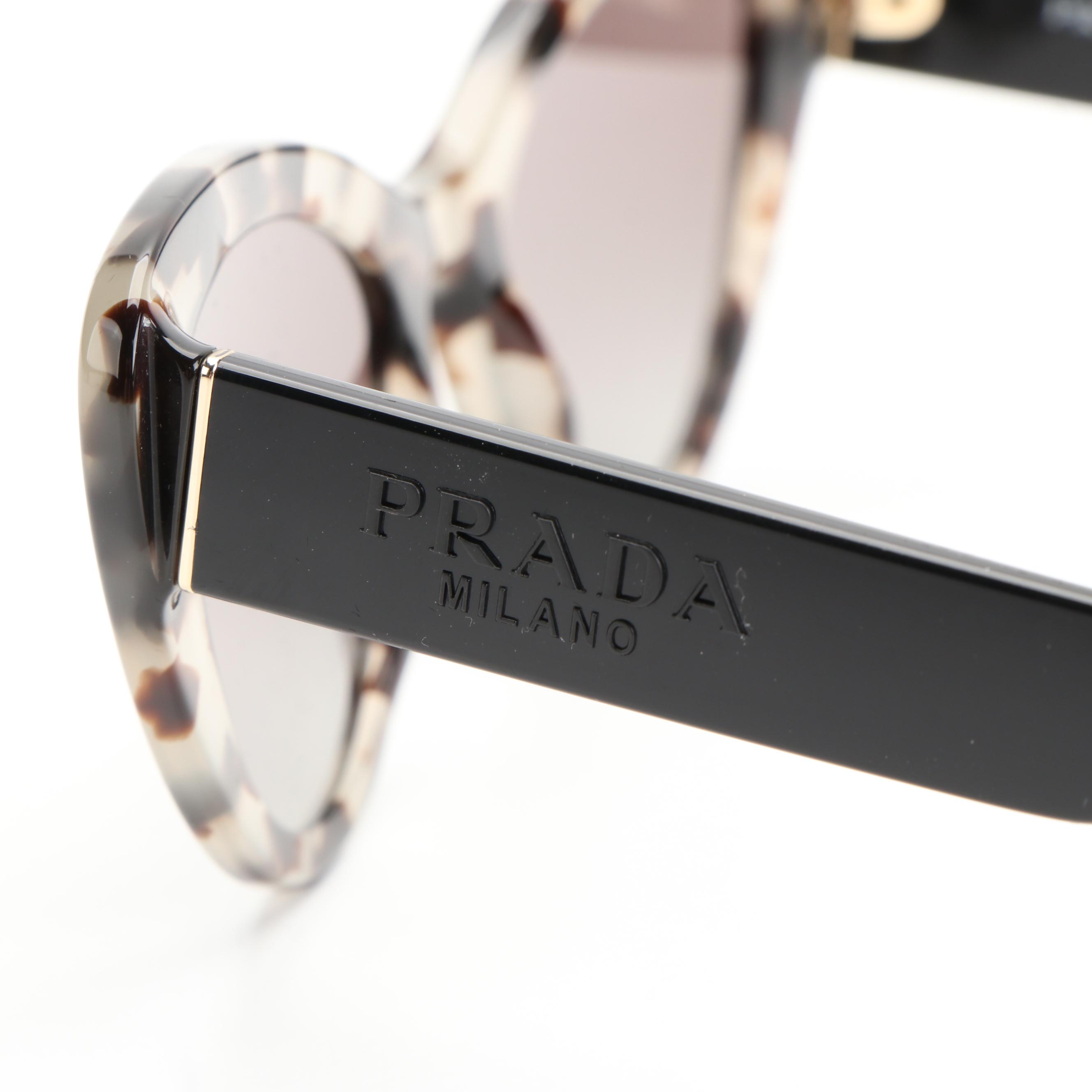 Prada PR13YS Cat-Eye Talc Havana Grey Gradient Sunglasses With Case