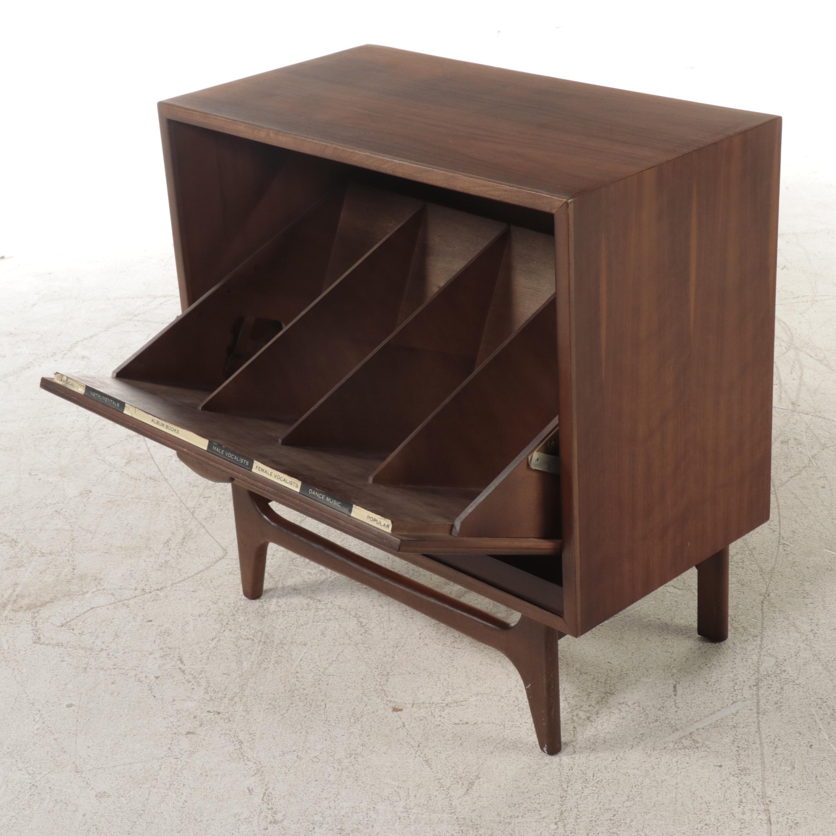 Lane Mid Century Modern Walnut and Ash Record Cabinet