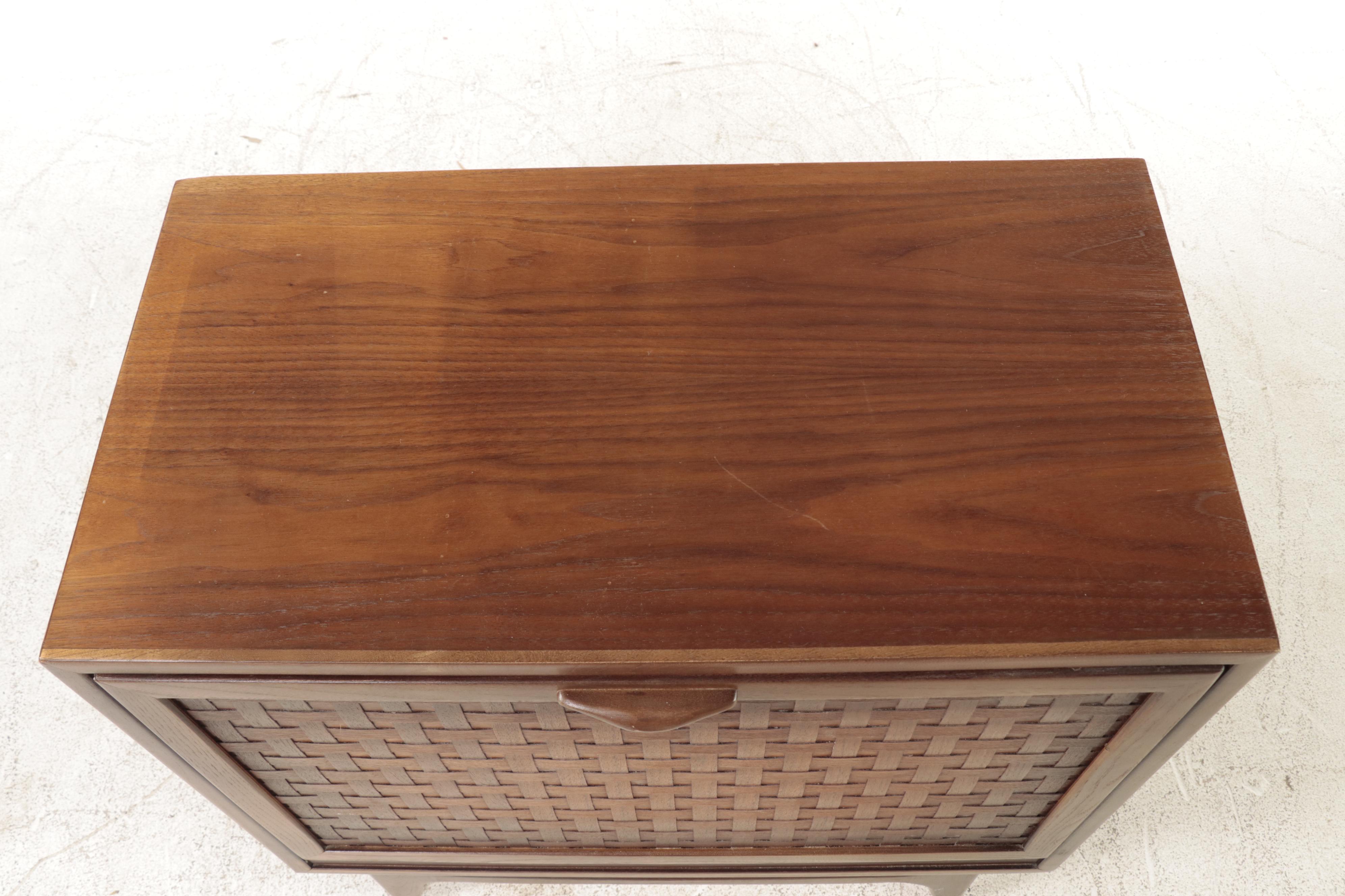 Lane Mid Century Modern Walnut and Ash Record Cabinet
