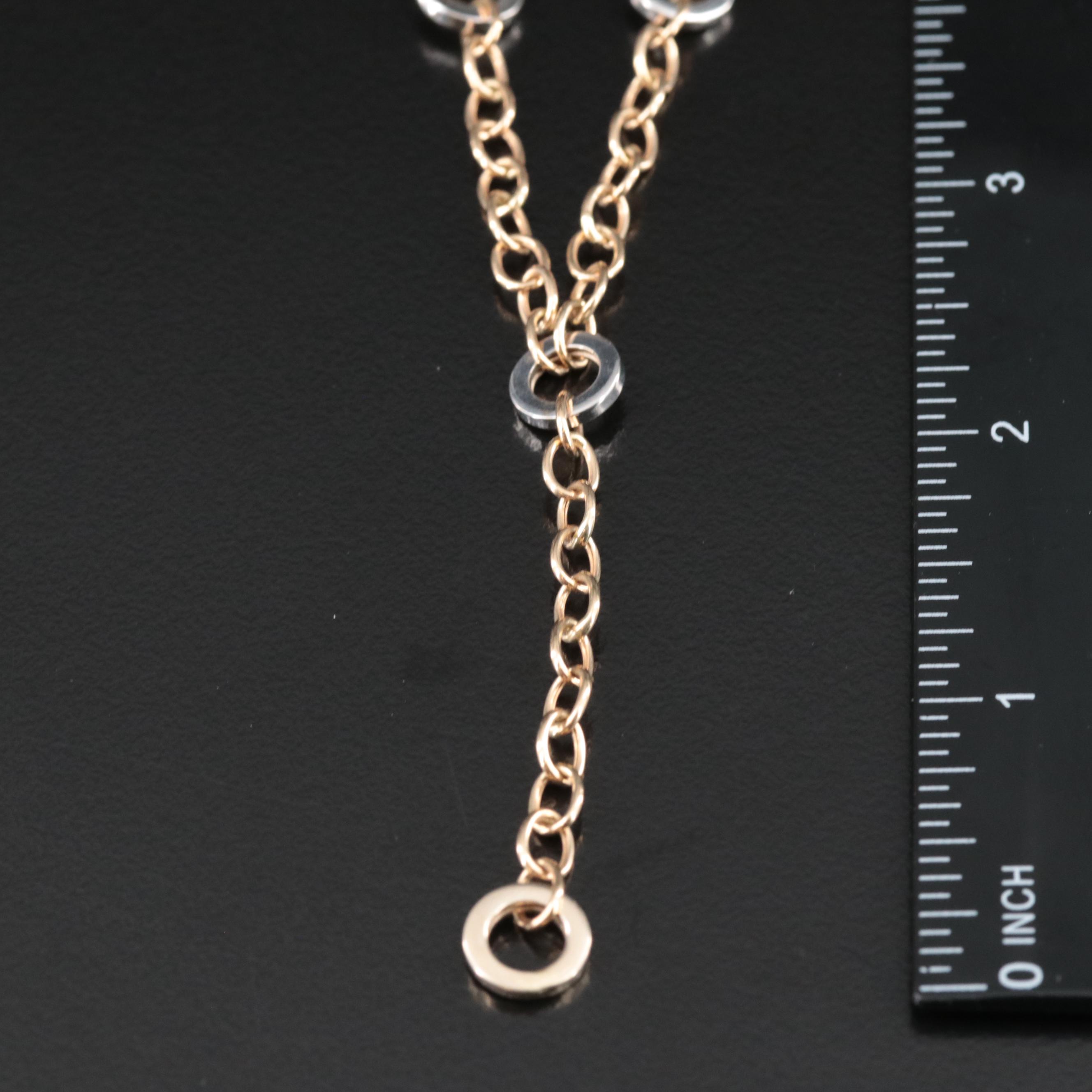 14K Y Necklace with Circle Stations