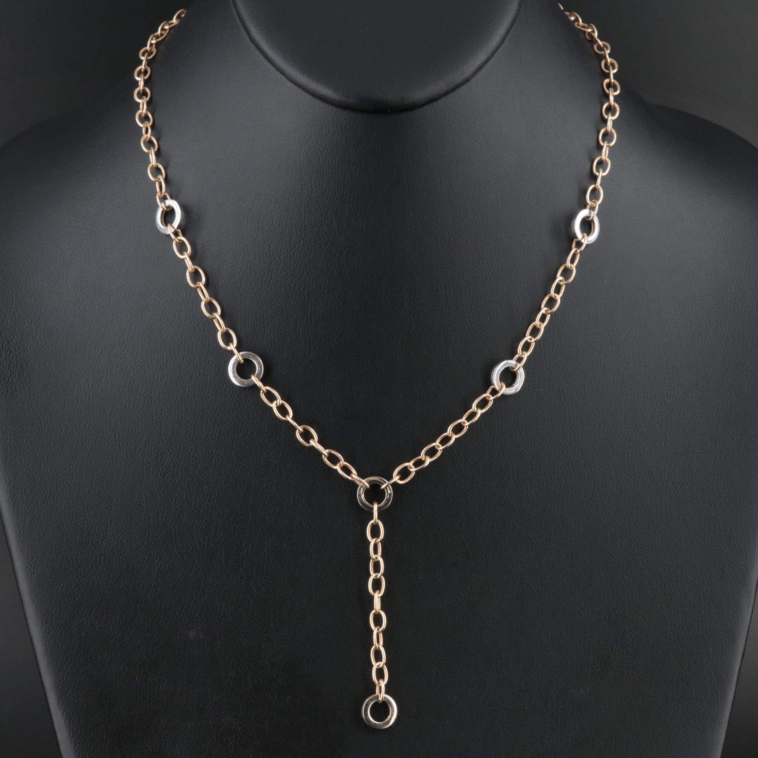 14K Y Necklace with Circle Stations