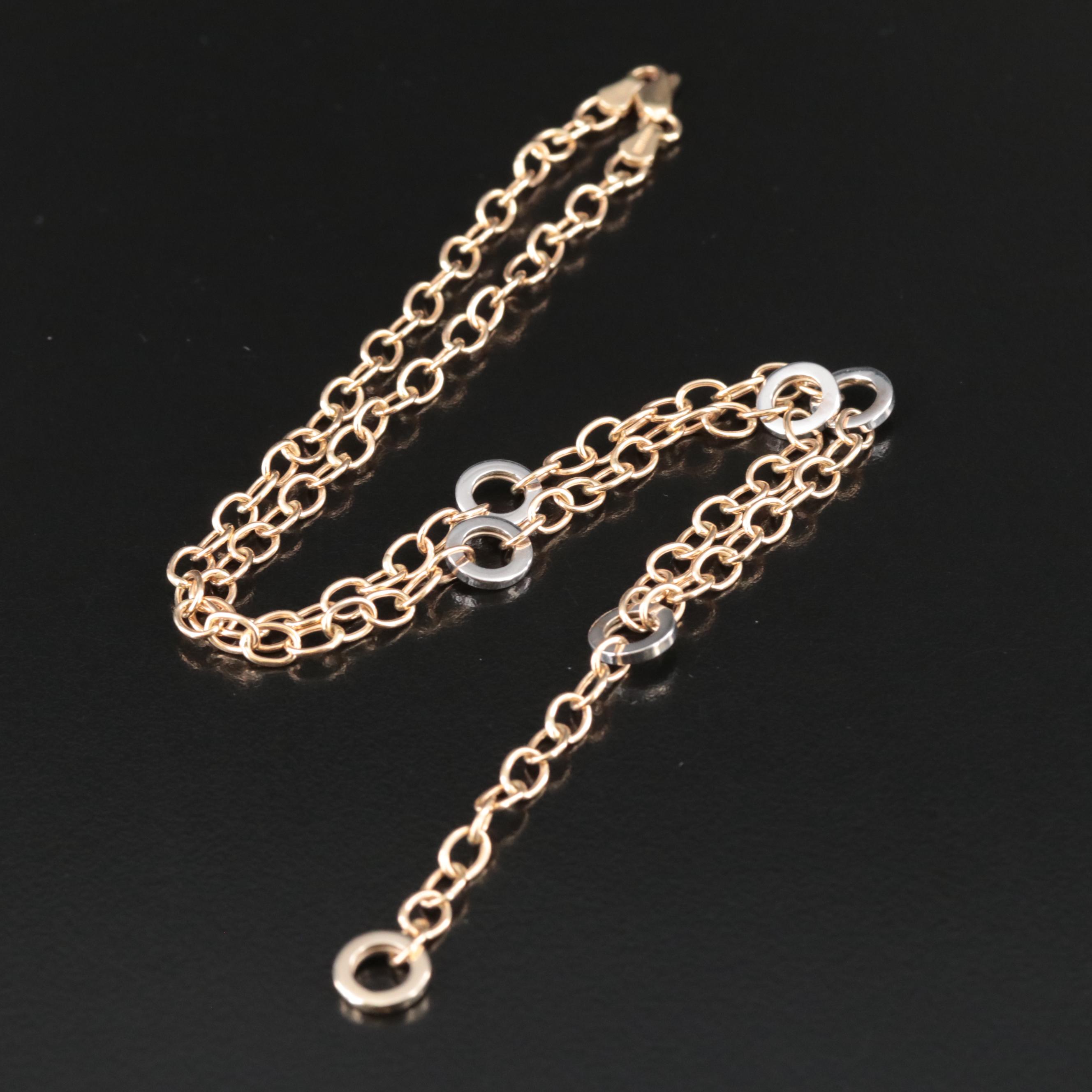 14K Y Necklace with Circle Stations