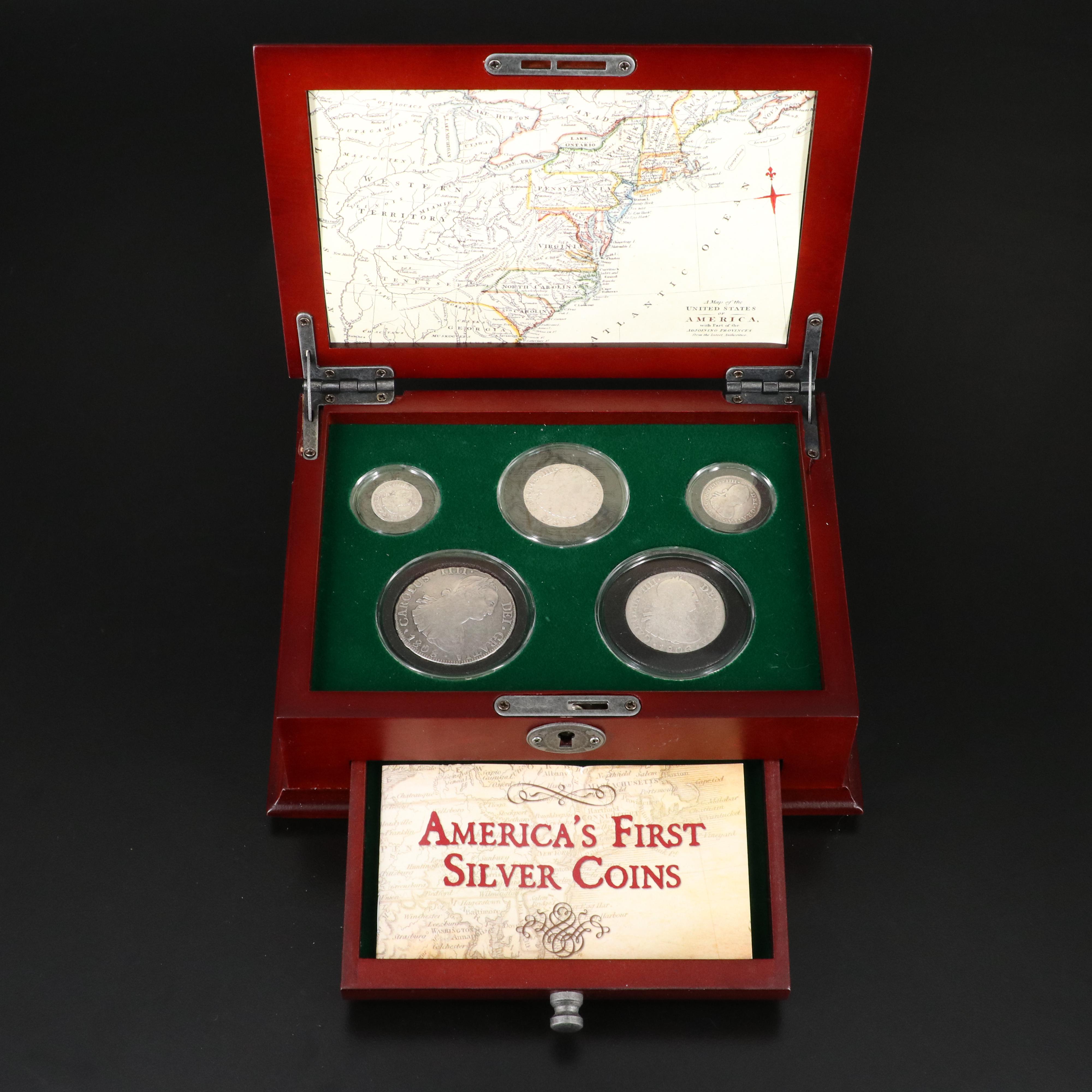 Set of five Spanish Colonial Silver Coins