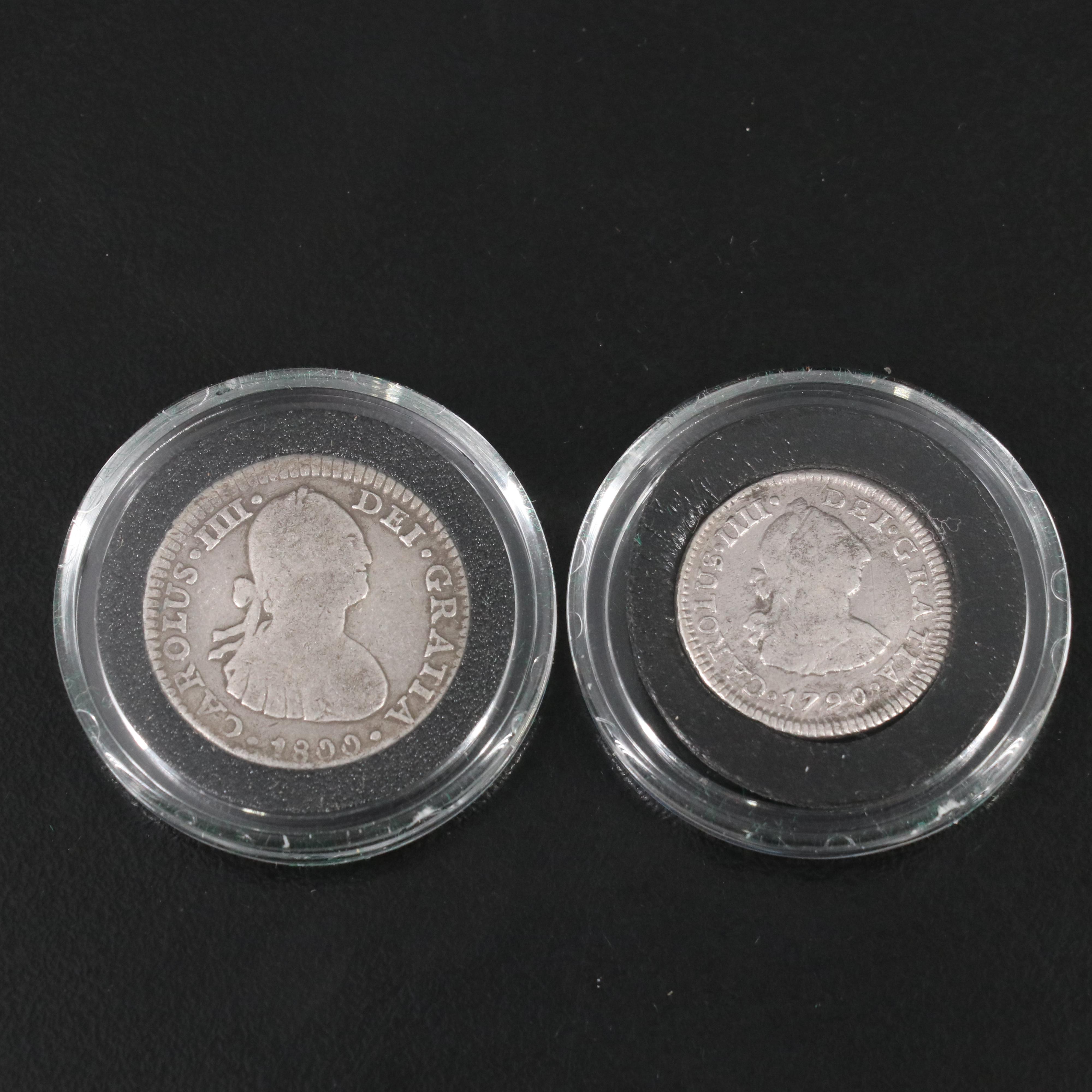 Set of five Spanish Colonial Silver Coins