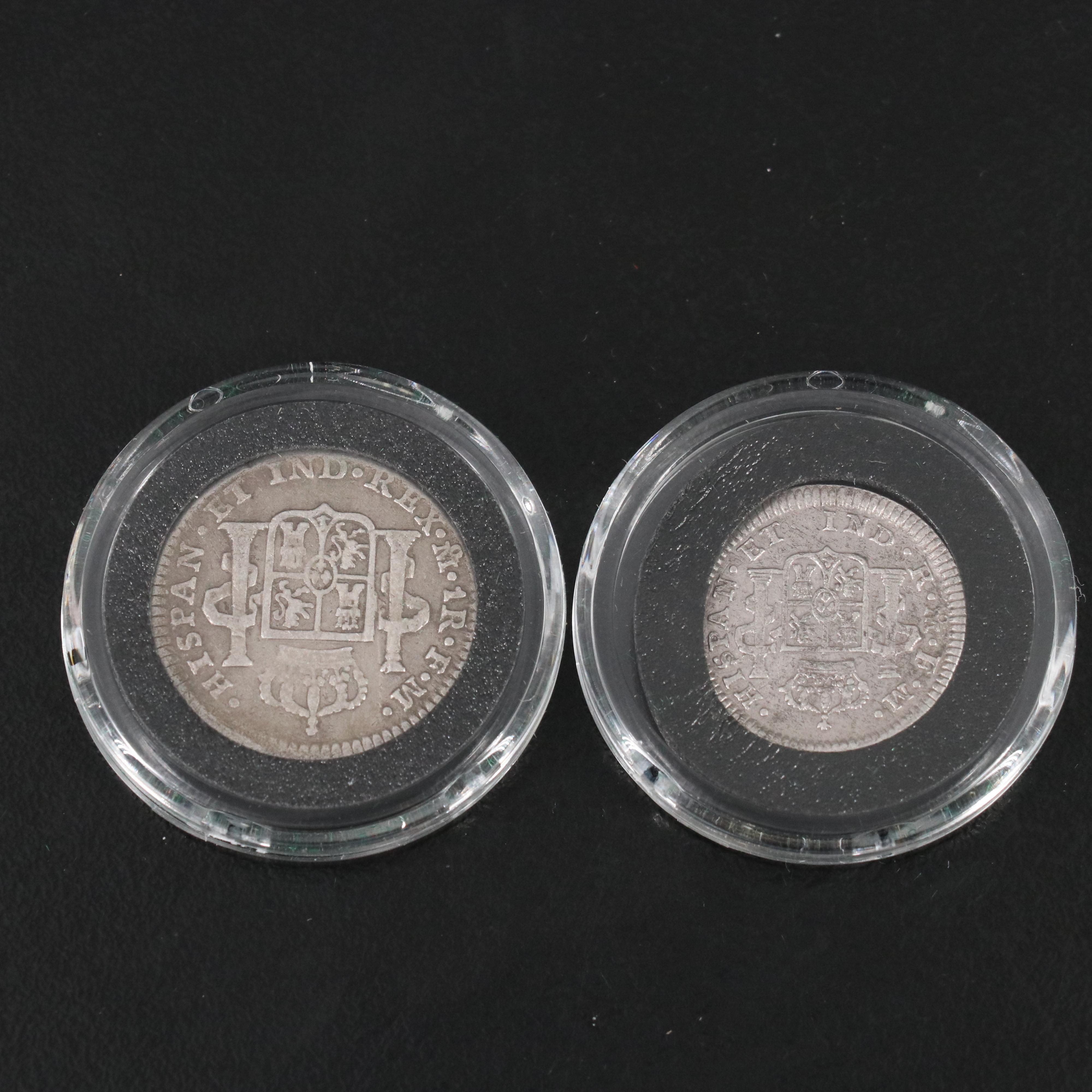 Set of five Spanish Colonial Silver Coins