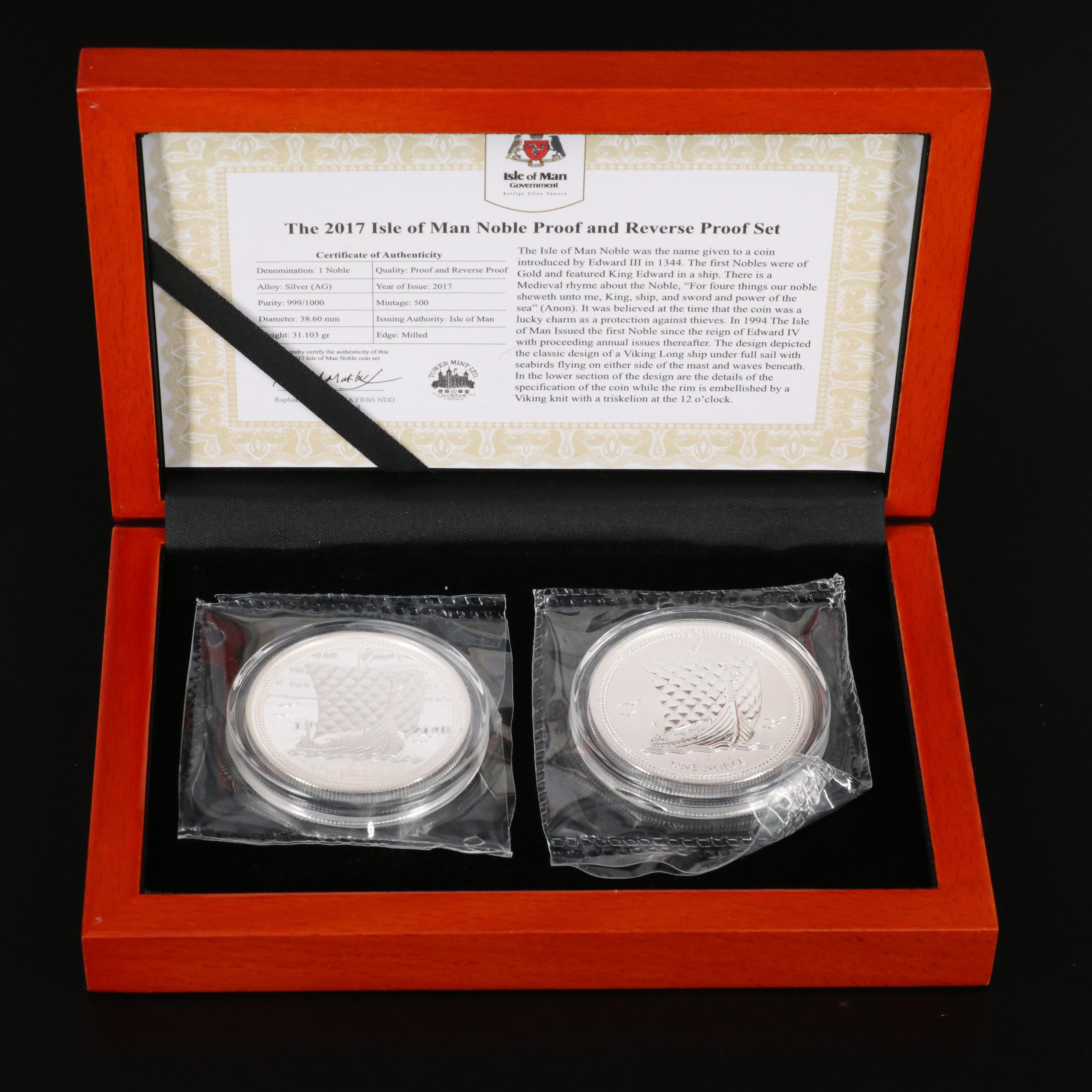 2017 Isle of Mann Noble Two Piece Silver Proof Set