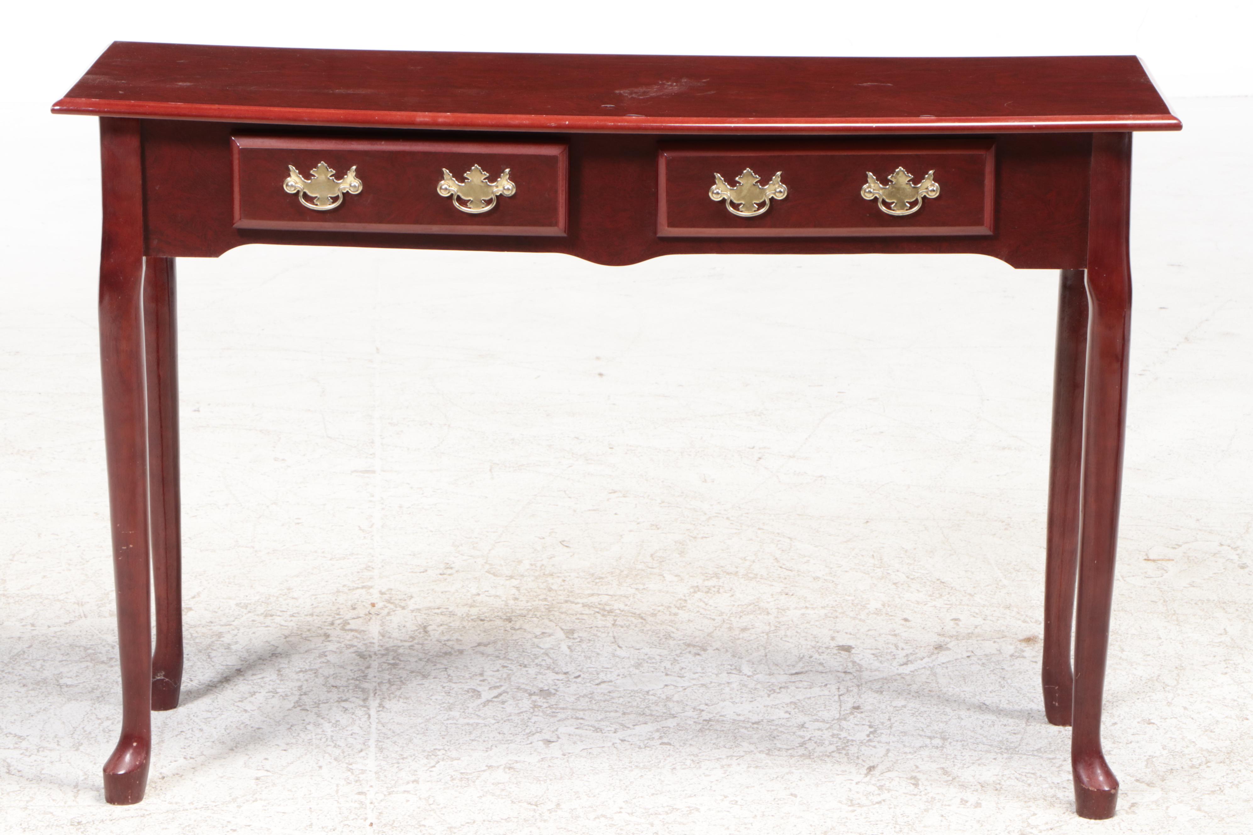 Queen Anne Style Two-Drawer Console Table, Late 20th Century