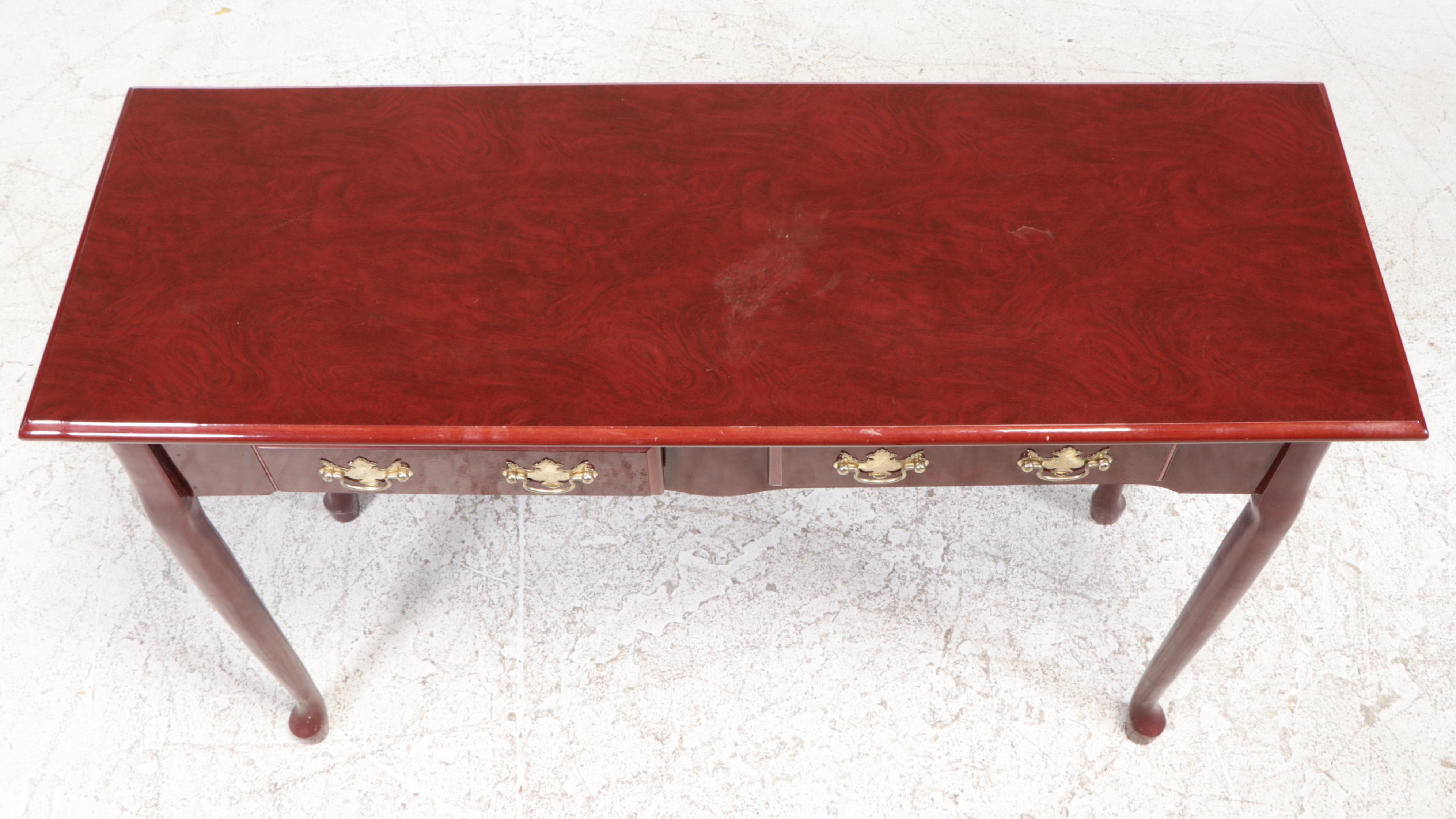 Queen Anne Style Two-Drawer Console Table, Late 20th Century