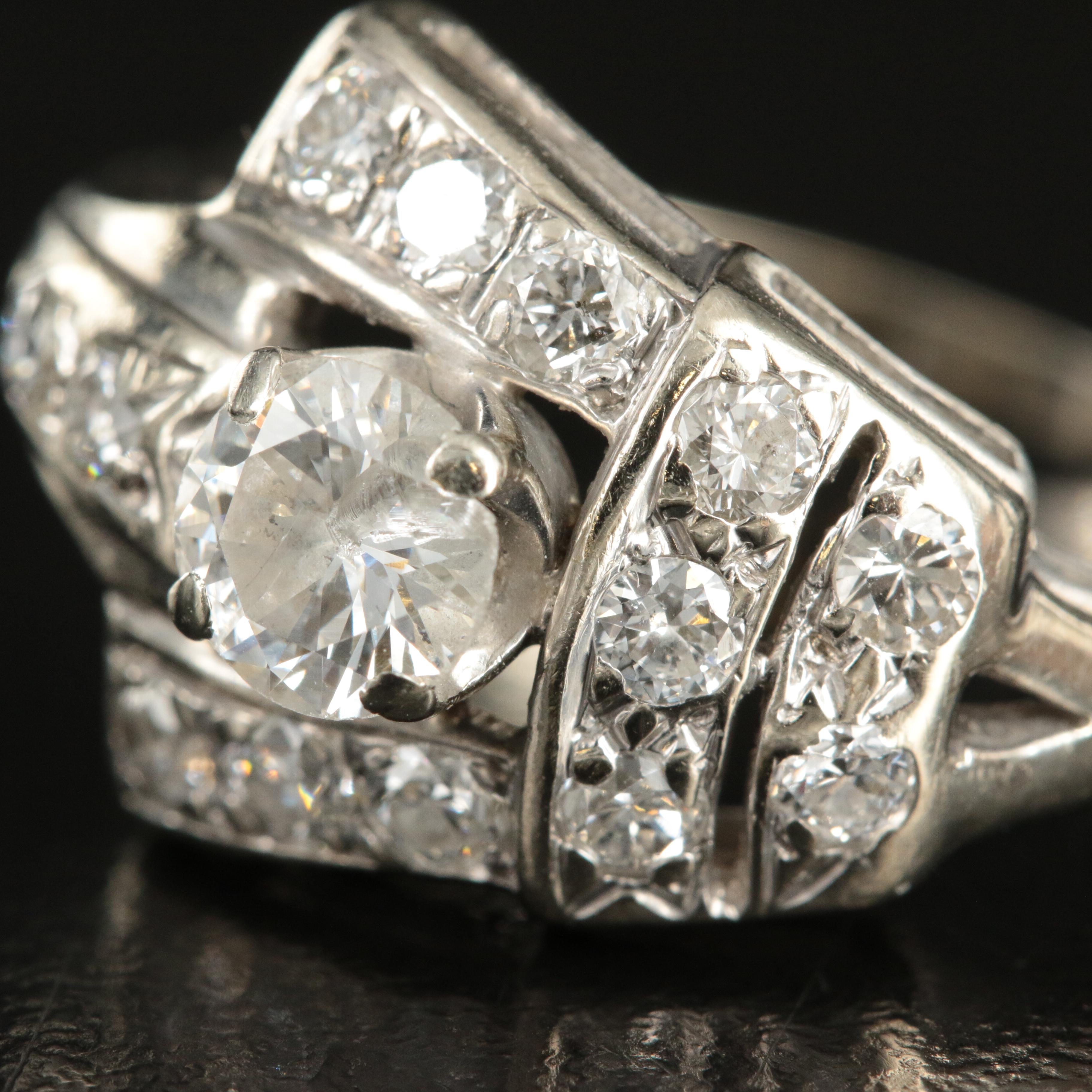 Vintage 14K 0.92 CTW Diamond Ring