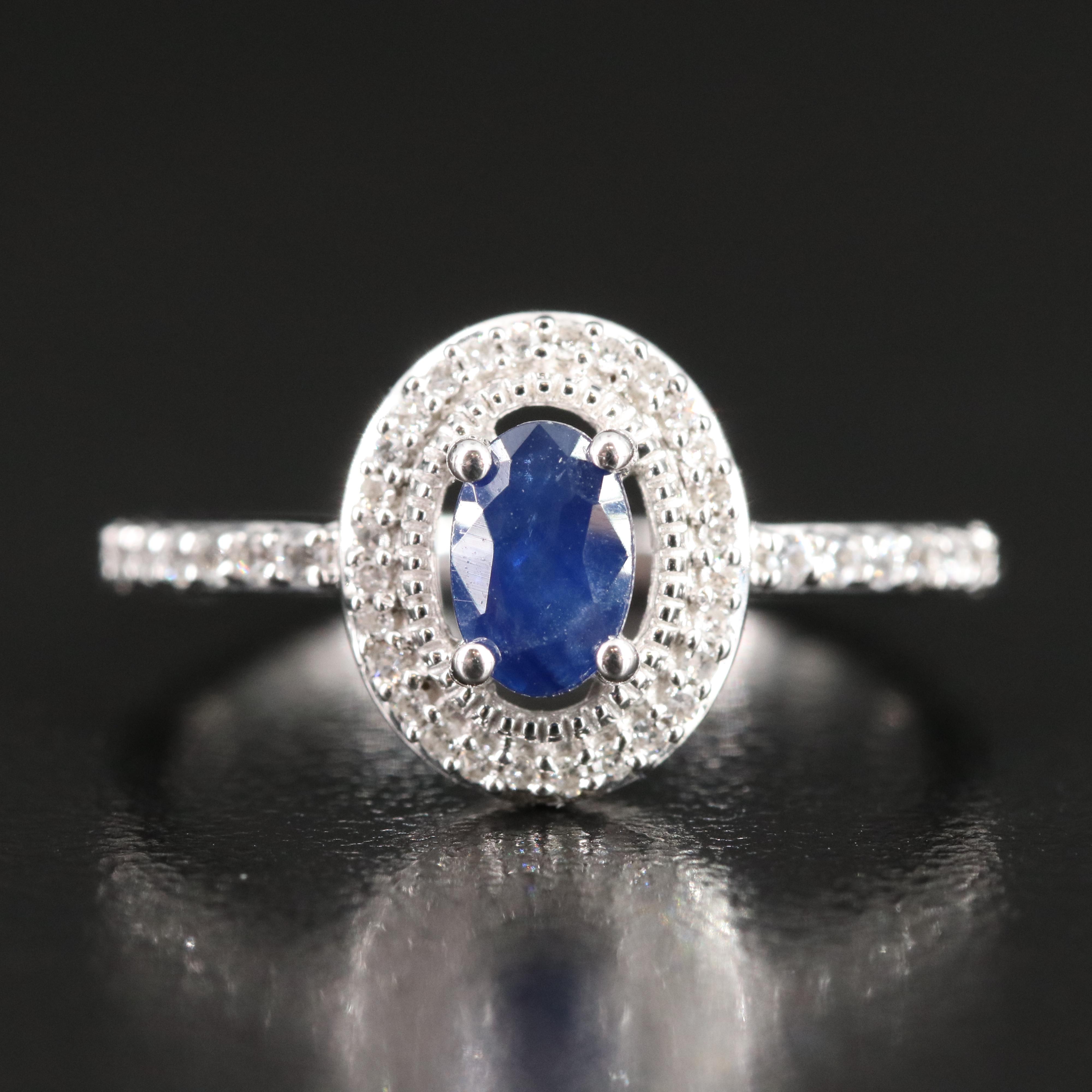 10K Sapphire and Diamond Ring