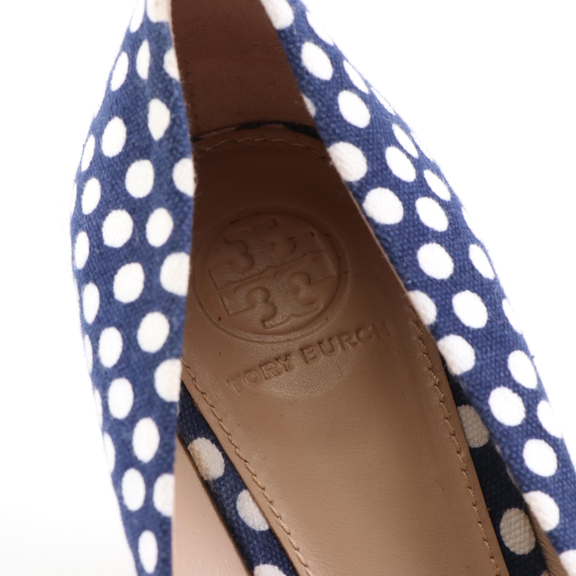 Tory Burch Tweed Backpack, Peep Toe Wedges, and Two Pairs of Slides