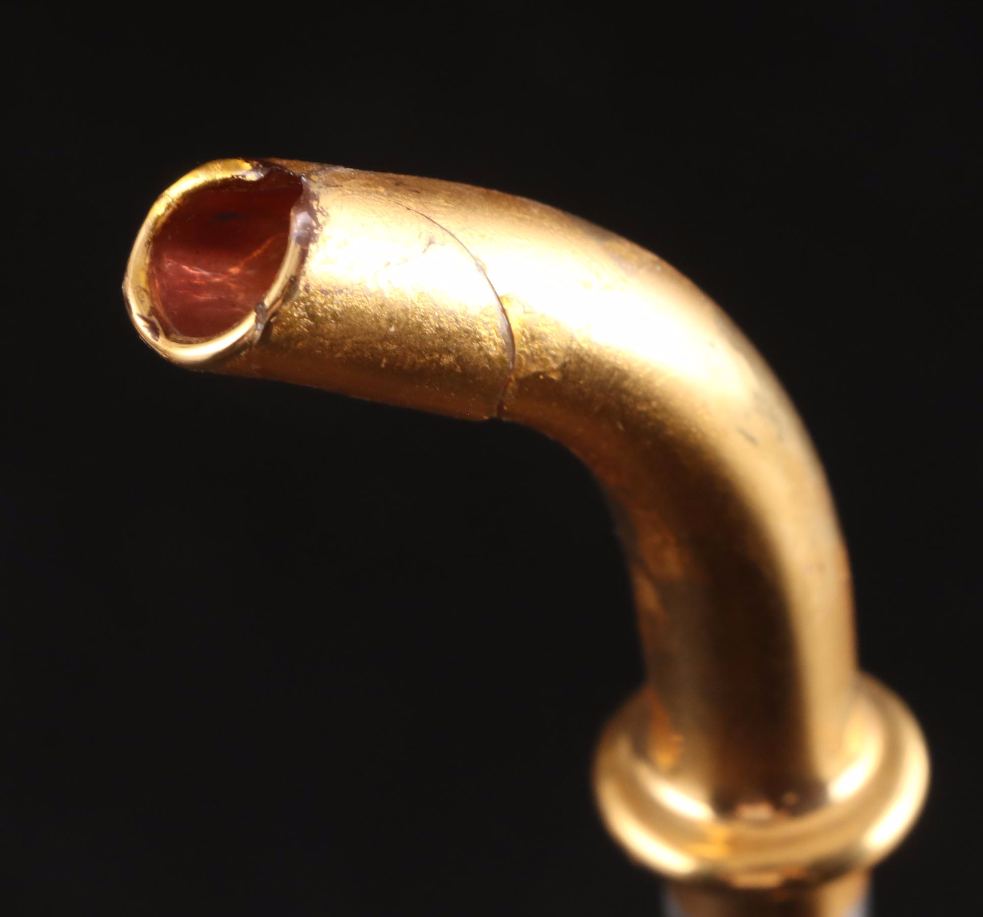 Bohemian Style Glass Pipe Shaped Wine Sippers, 20th Century