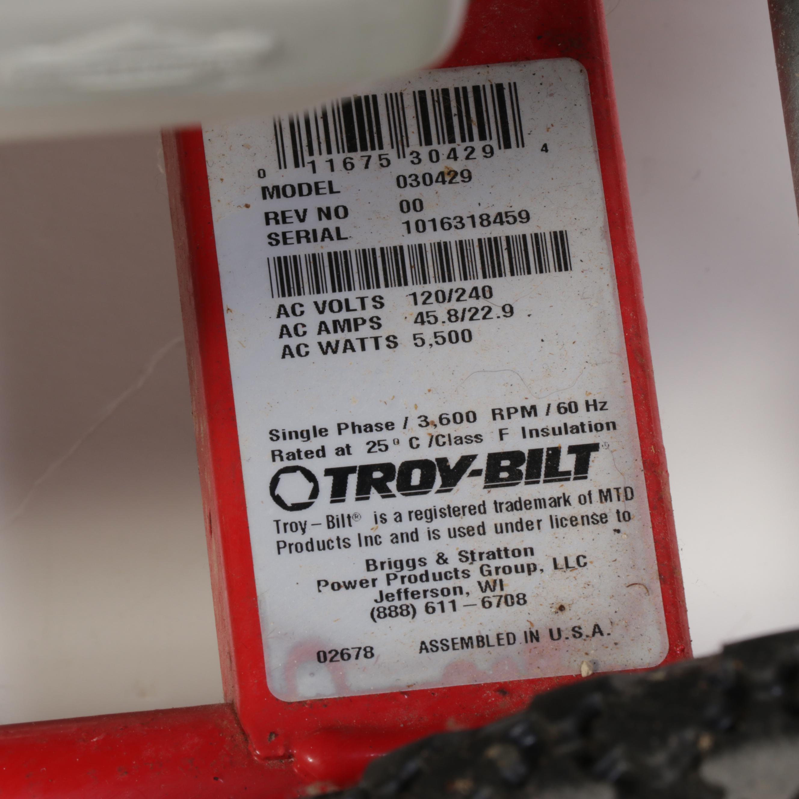 Troy-Bilt 5500 Watts Gas Powered Generator