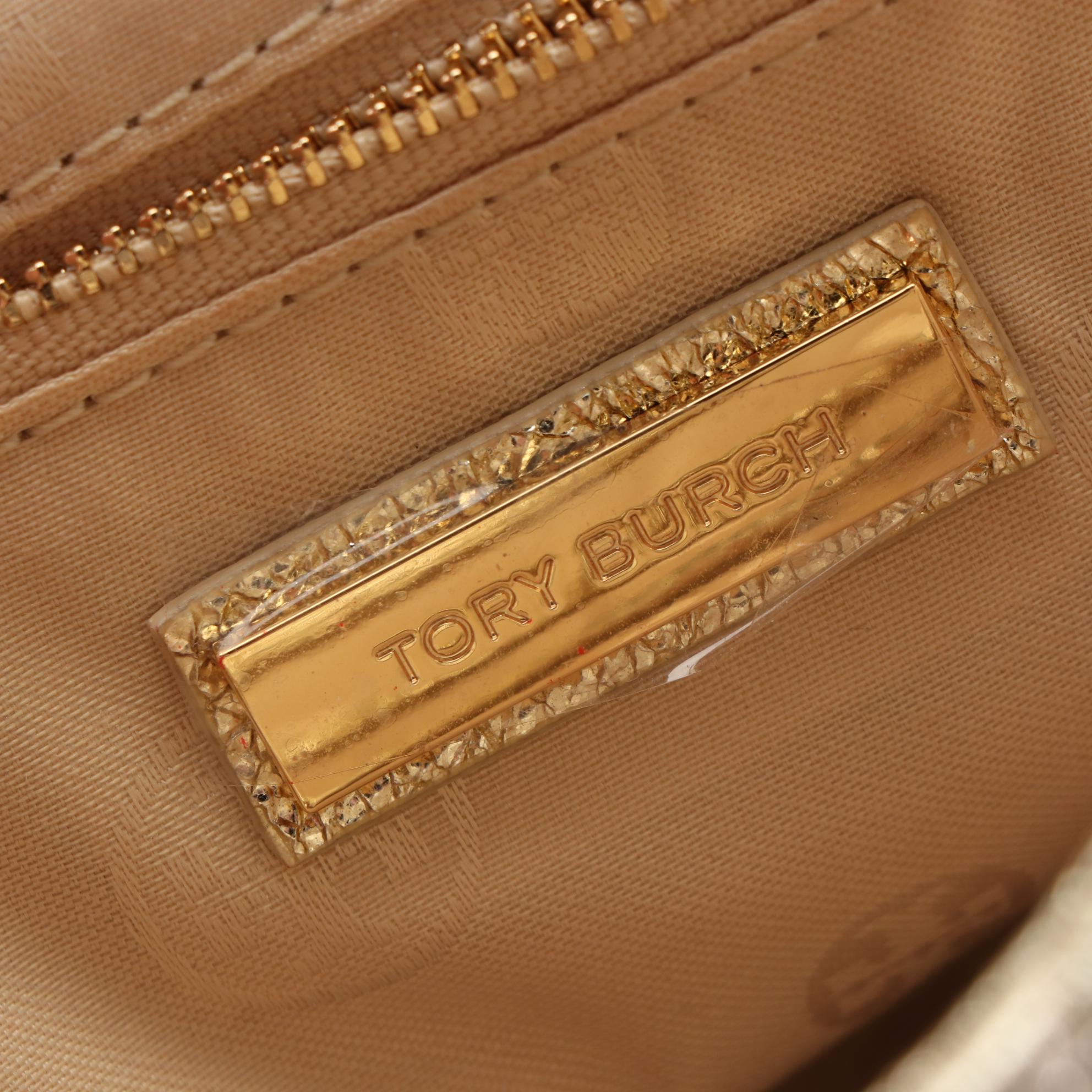 Tory Burch Fleming Convertible Shoulder Bag in Metallic Leather