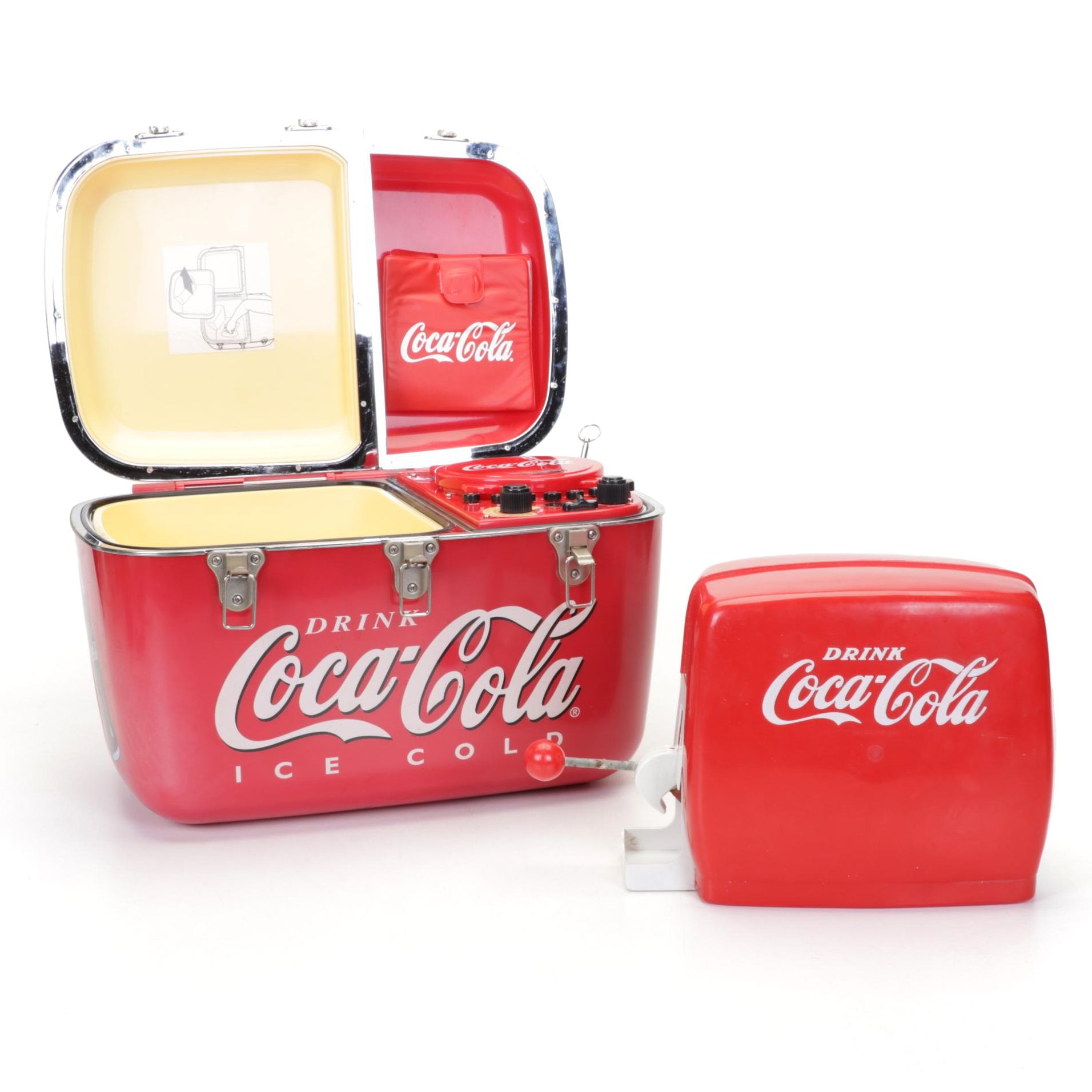 Coca-Cola Portable Cooler with CD Player and Toy Drink Dispenser