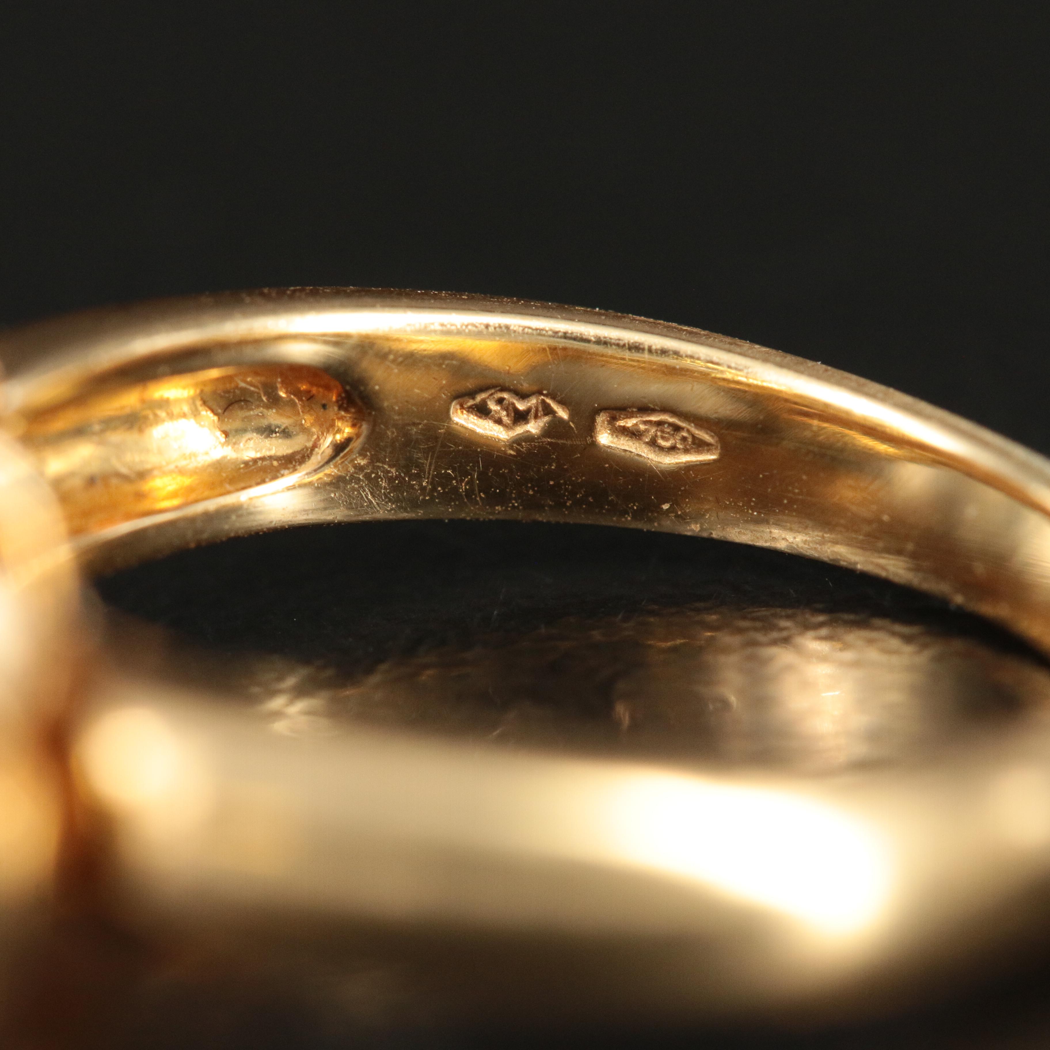 Vintage Renaissance Inspired 18K Emerald and Diamond Fluted Thistle Ring