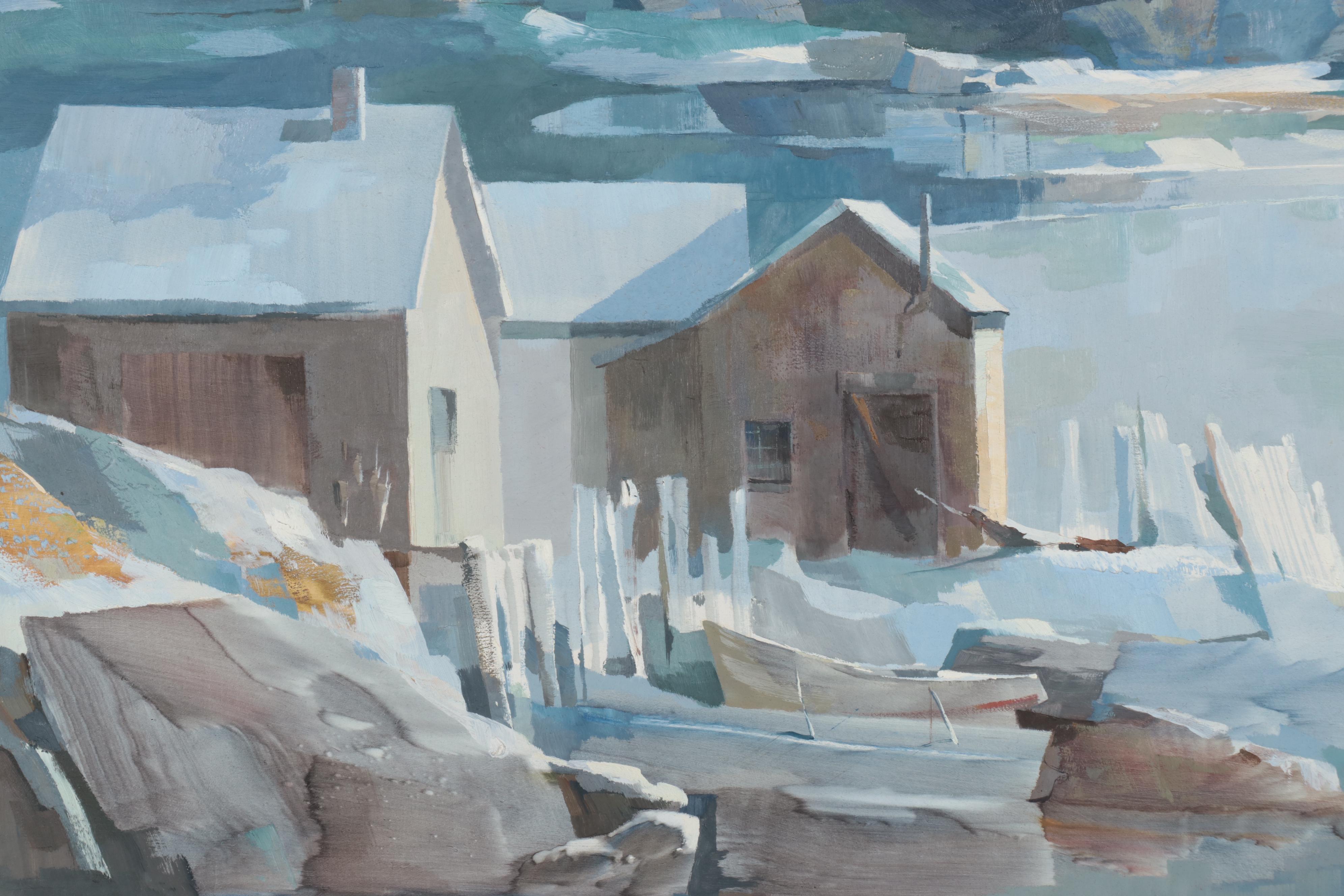 Laurence Sisson Large-Scale Arctic Landscape Oil Painting, 1973