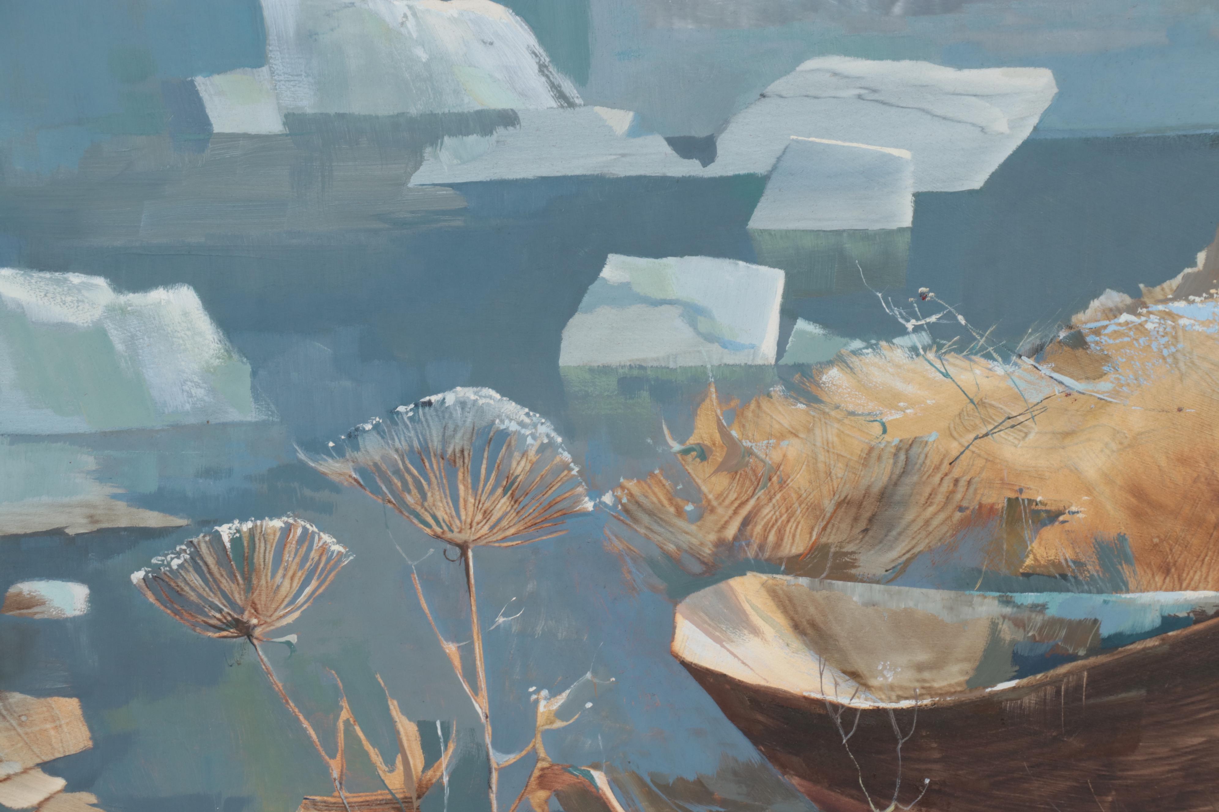 Laurence Sisson Large-Scale Arctic Landscape Oil Painting, 1973