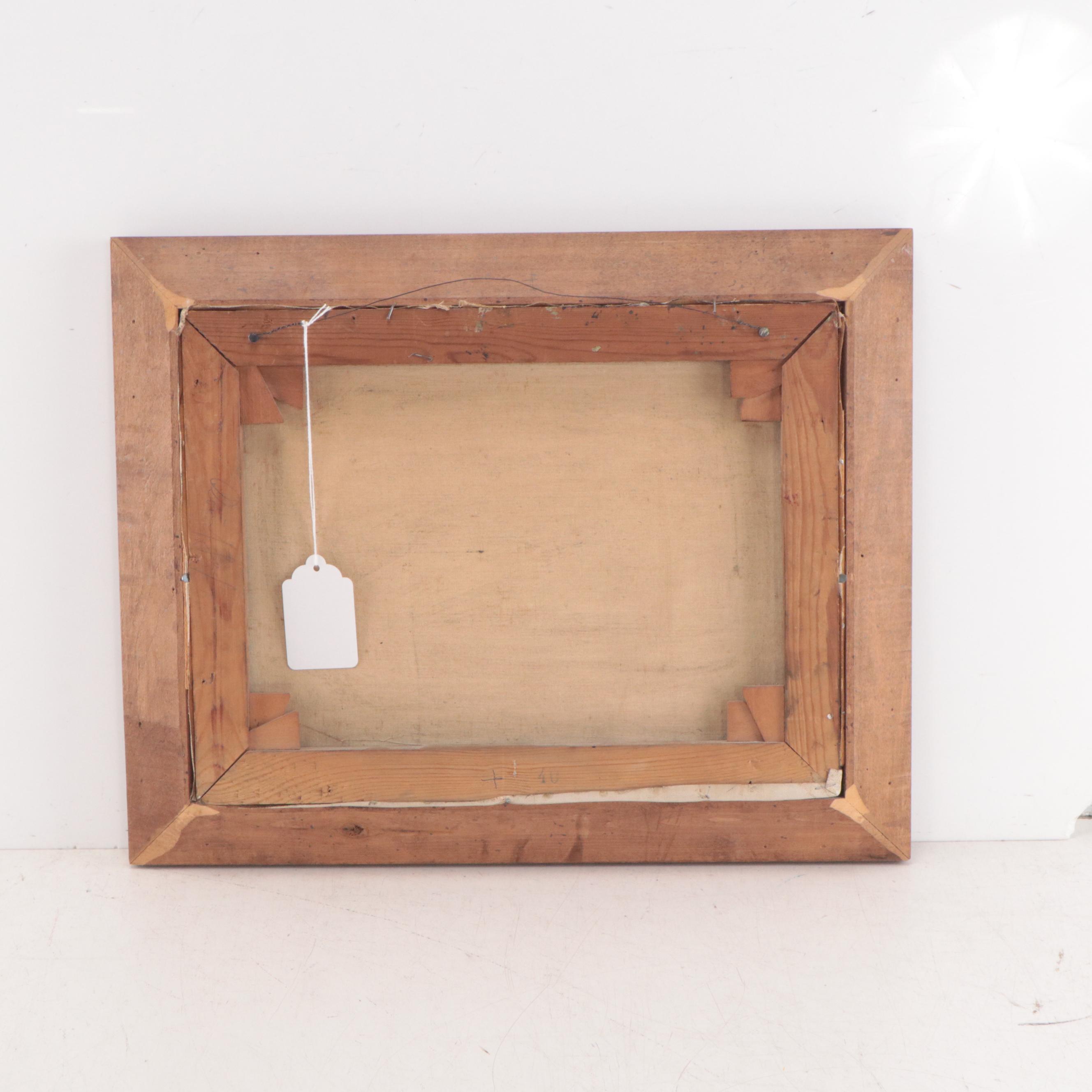 Oil Painting of Ships in Harbor Scene