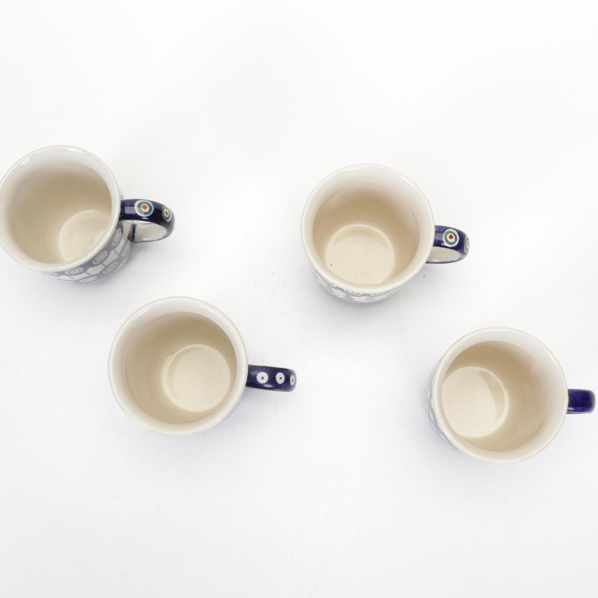 Polish Boleslawiec Handmade Pottery With "Peacock Leaves" and More