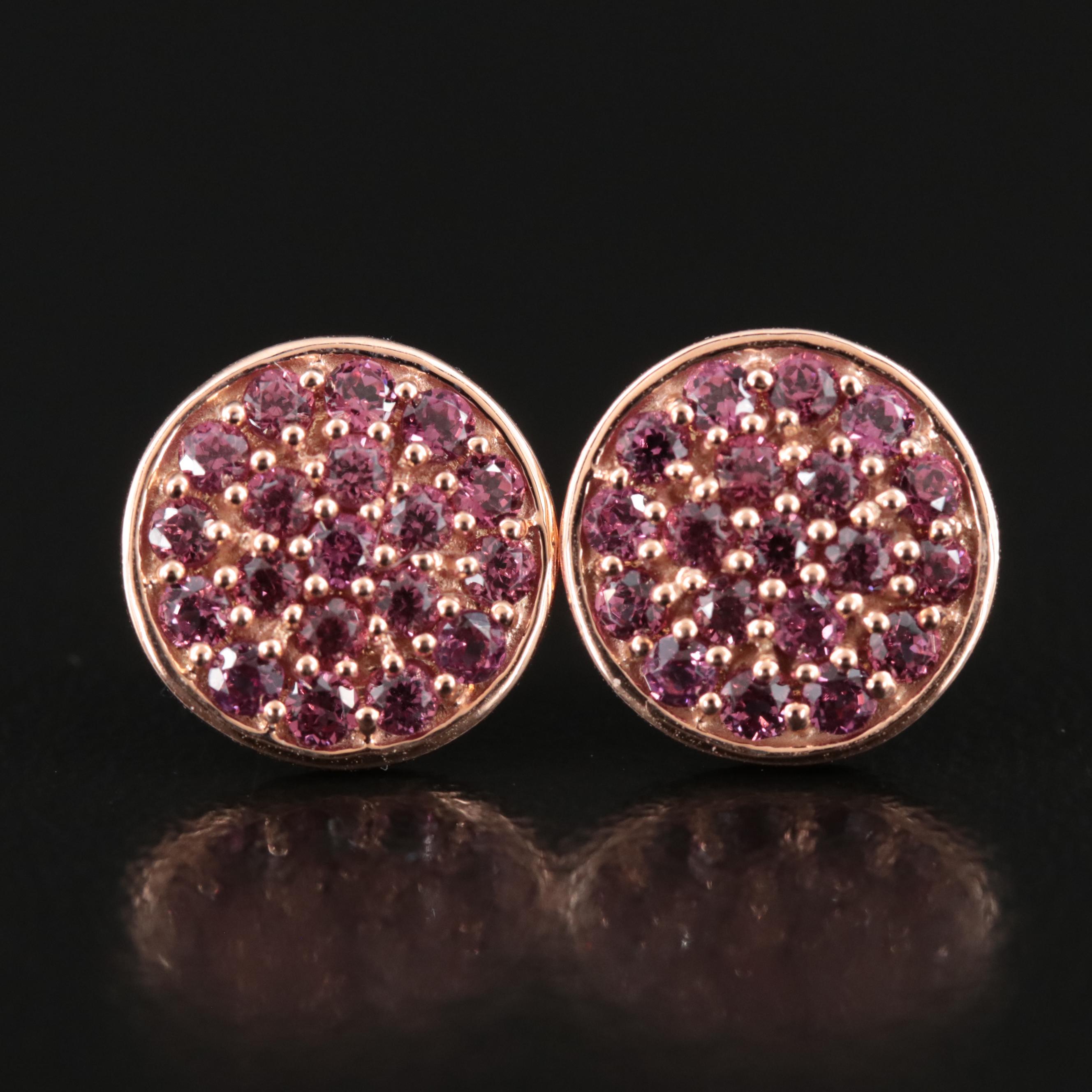 14K Rose Gold Rhodolite Garnet Earrings