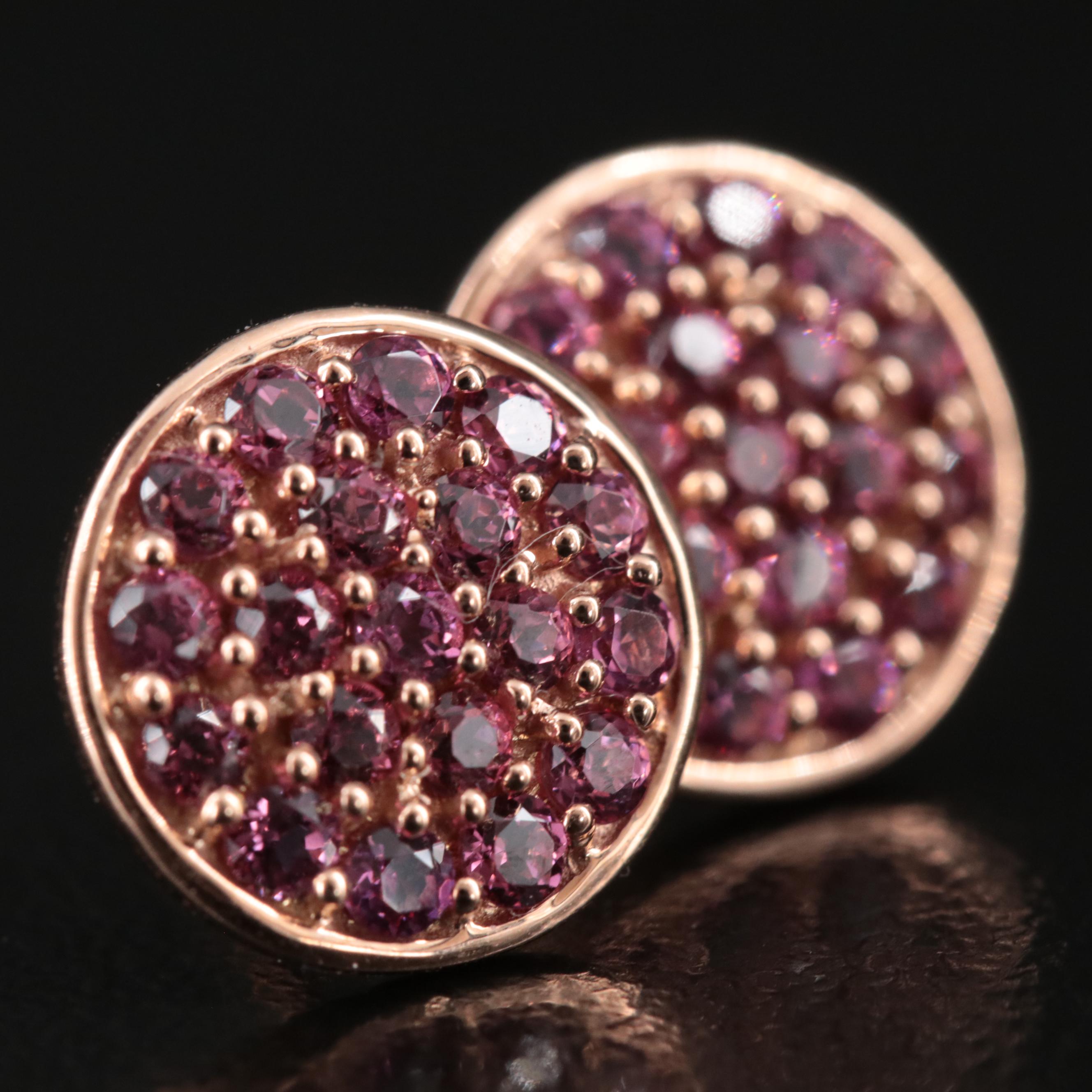 14K Rose Gold Rhodolite Garnet Earrings