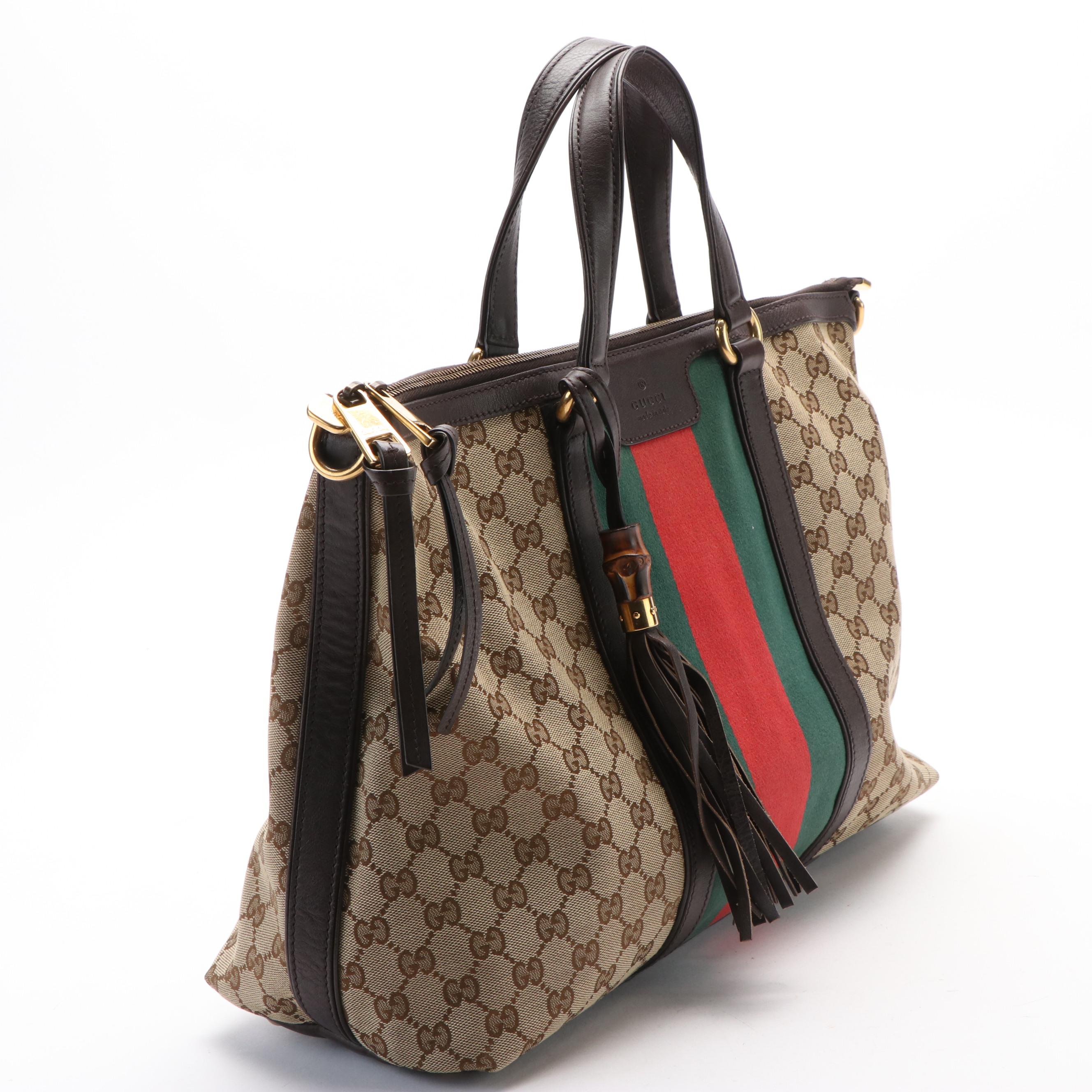 Gucci Rania Convertible Top Handle Web GG Canvas Bag